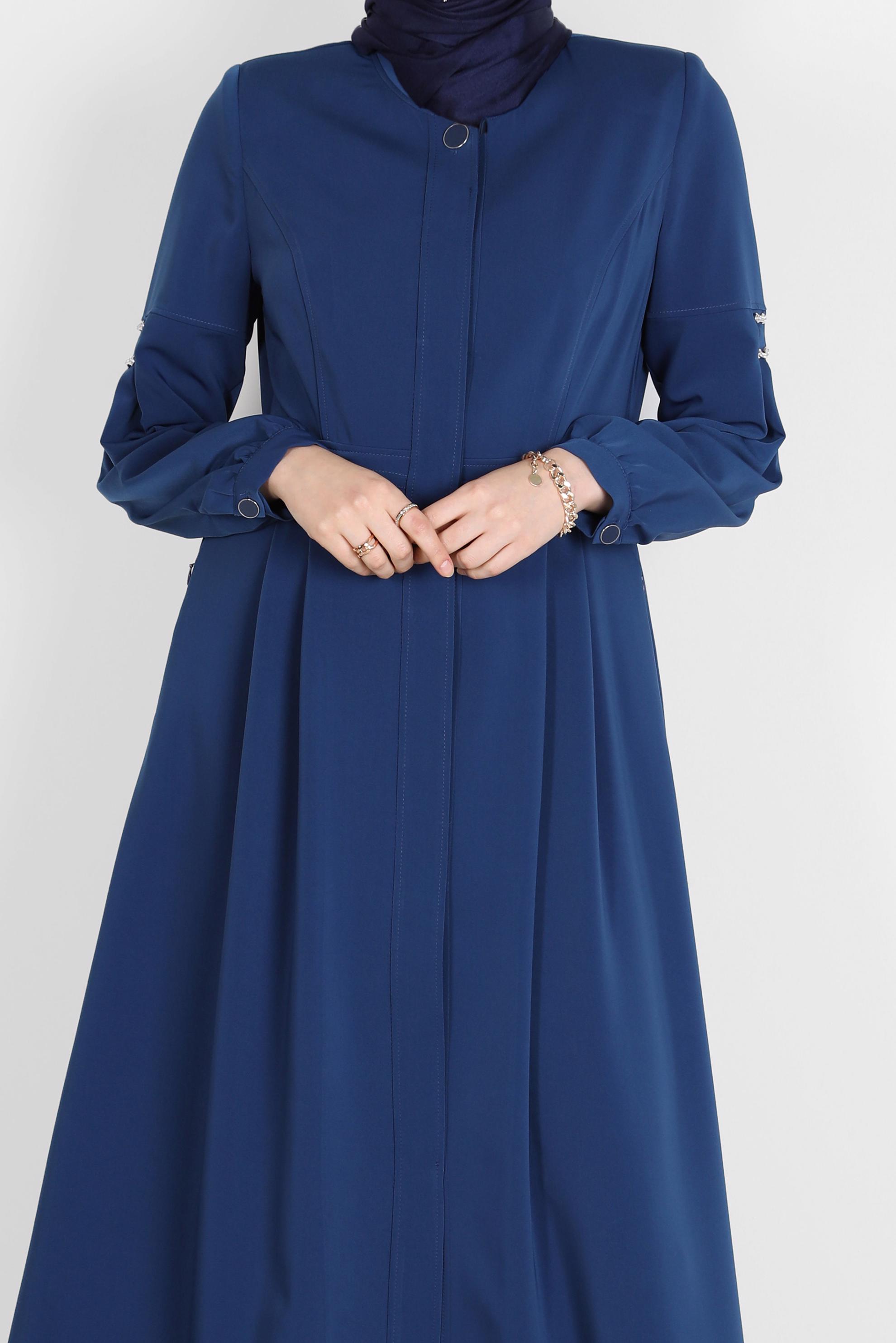 Tesettür giyim LACİVERT KUŞGÖZÜ DETAYLI PARDESÜ 10599