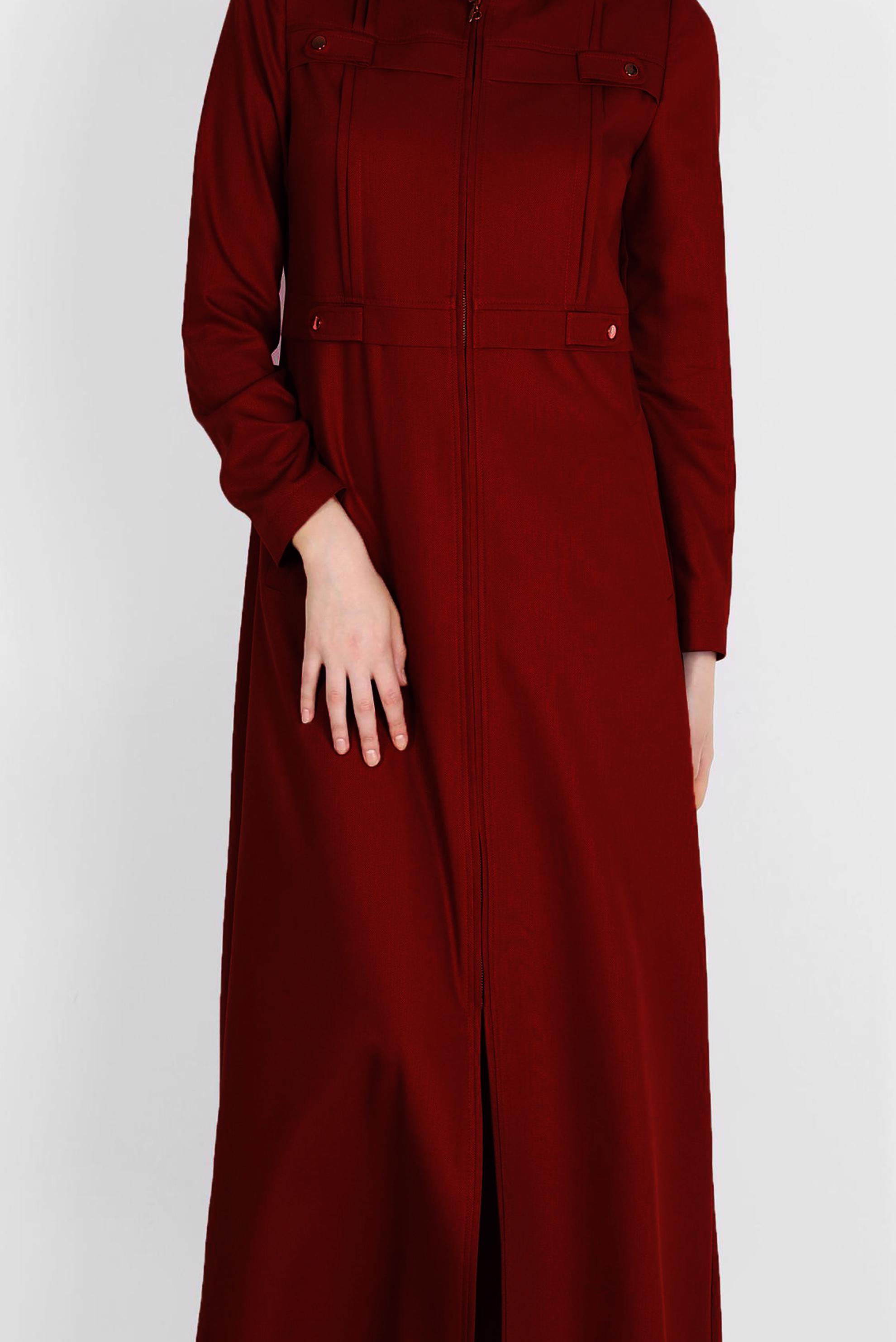 Tesettür giyim BORDO FERMUARLI PARDESÜ 10601 