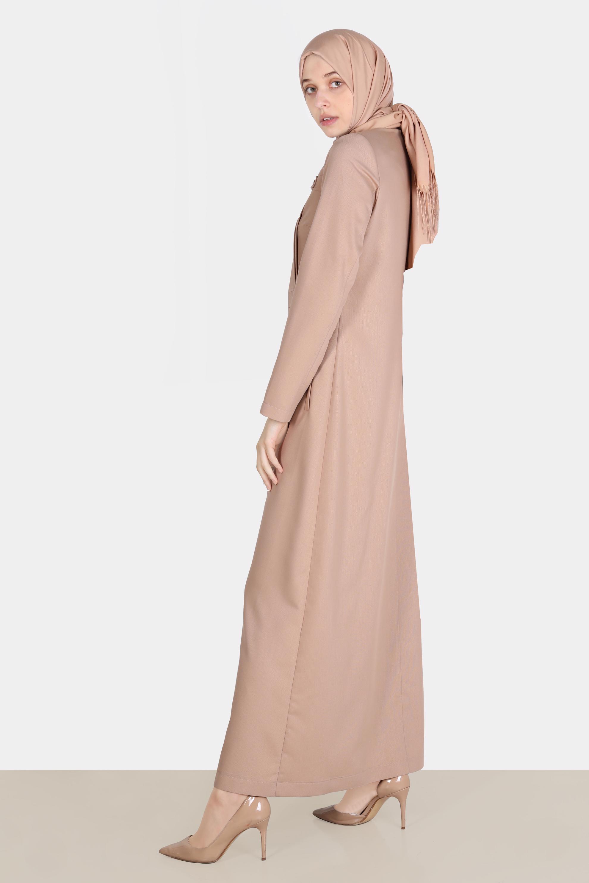 Tesettür giyim KAHVE FERMUARLI PARDESÜ 10601 