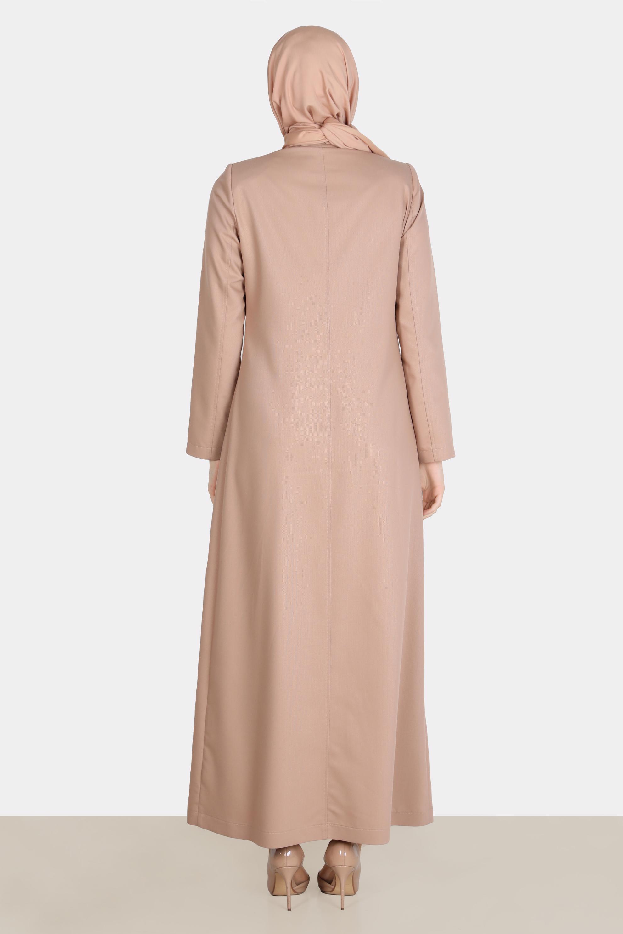 Tesettür giyim KAHVE FERMUARLI PARDESÜ 10601 