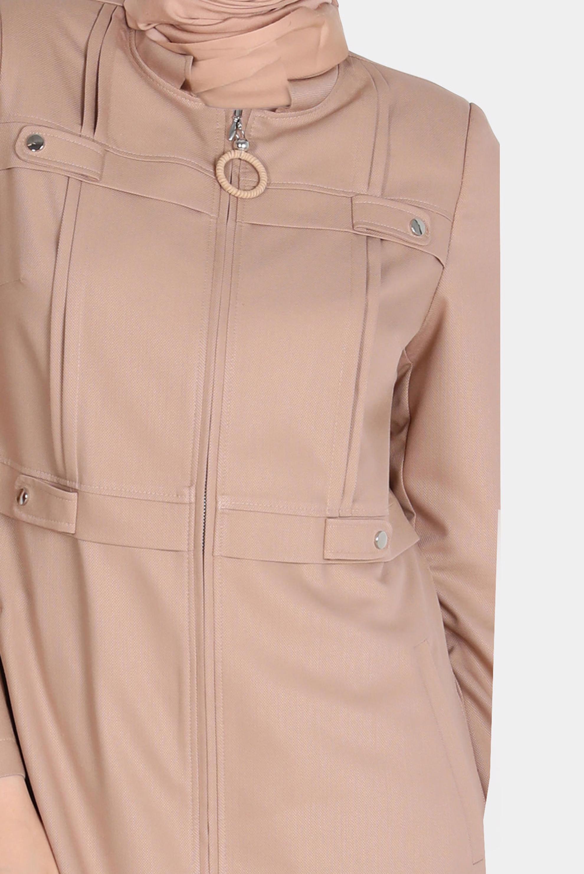 Tesettür giyim KAHVE FERMUARLI PARDESÜ 10601 