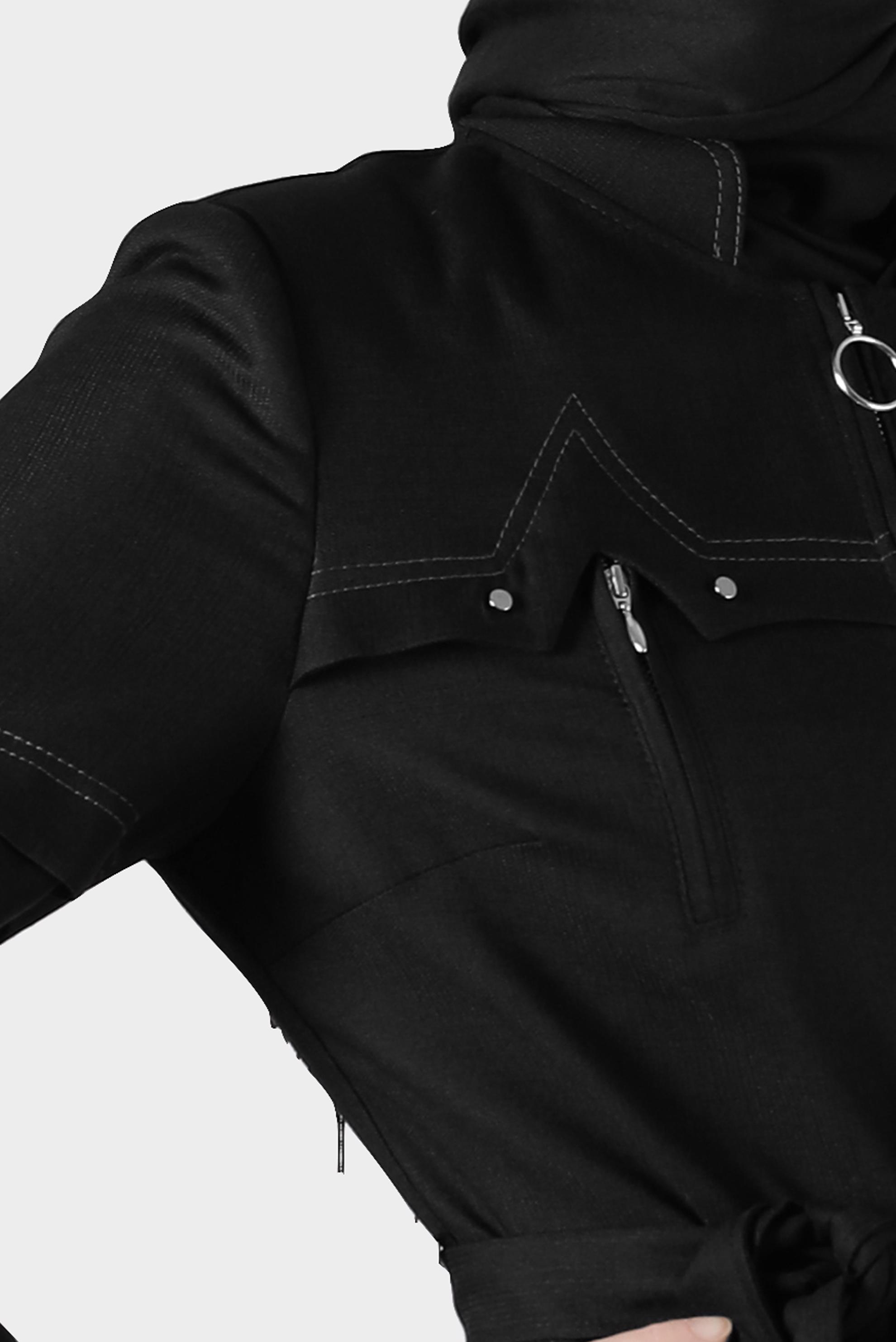 Tesettür giyim SİYAH FERMUARLI KUŞAKLI PARDESÜ 10602