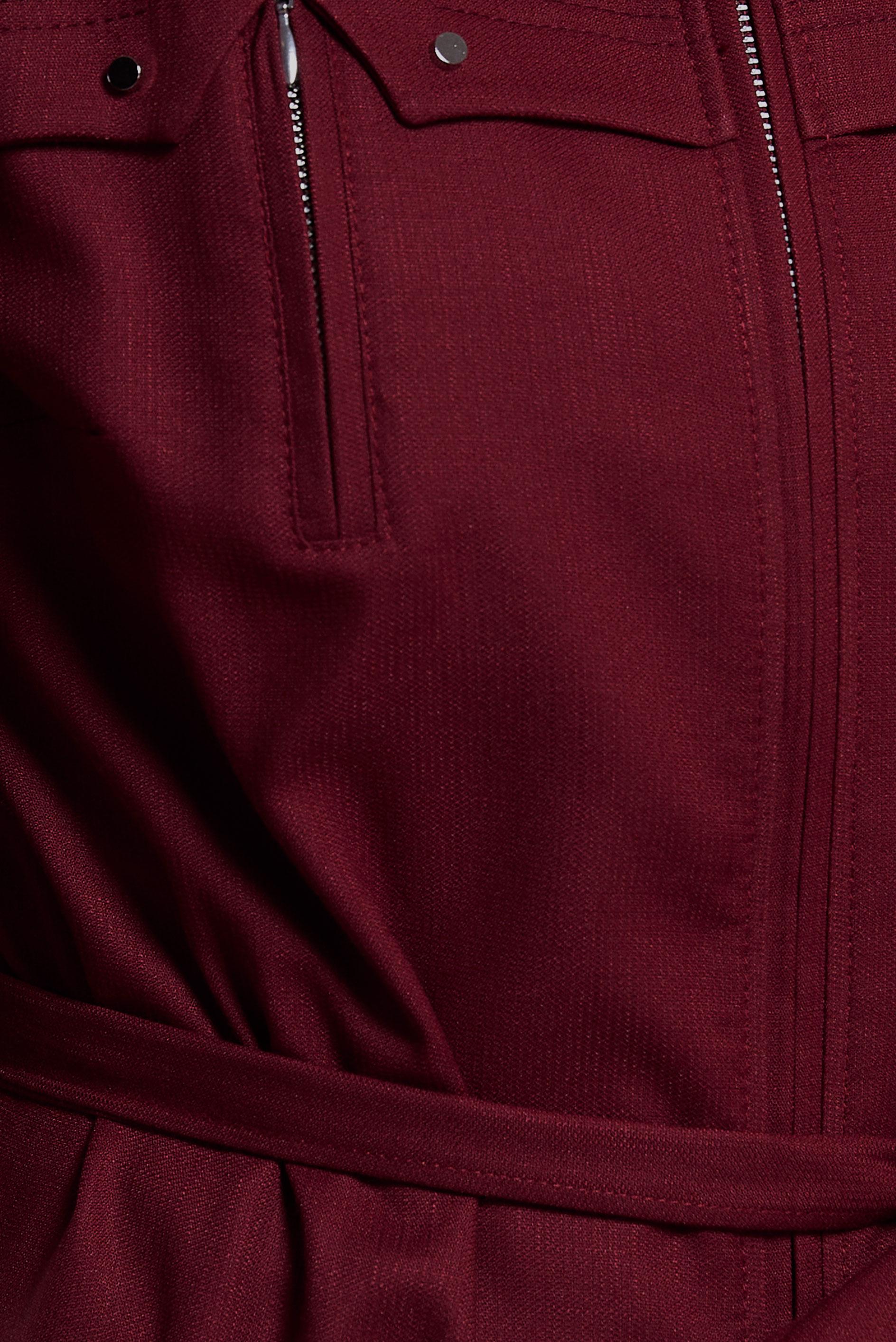 Tesettür giyim BORDO FERMUARLI KUŞAKLI PARDESÜ 10602