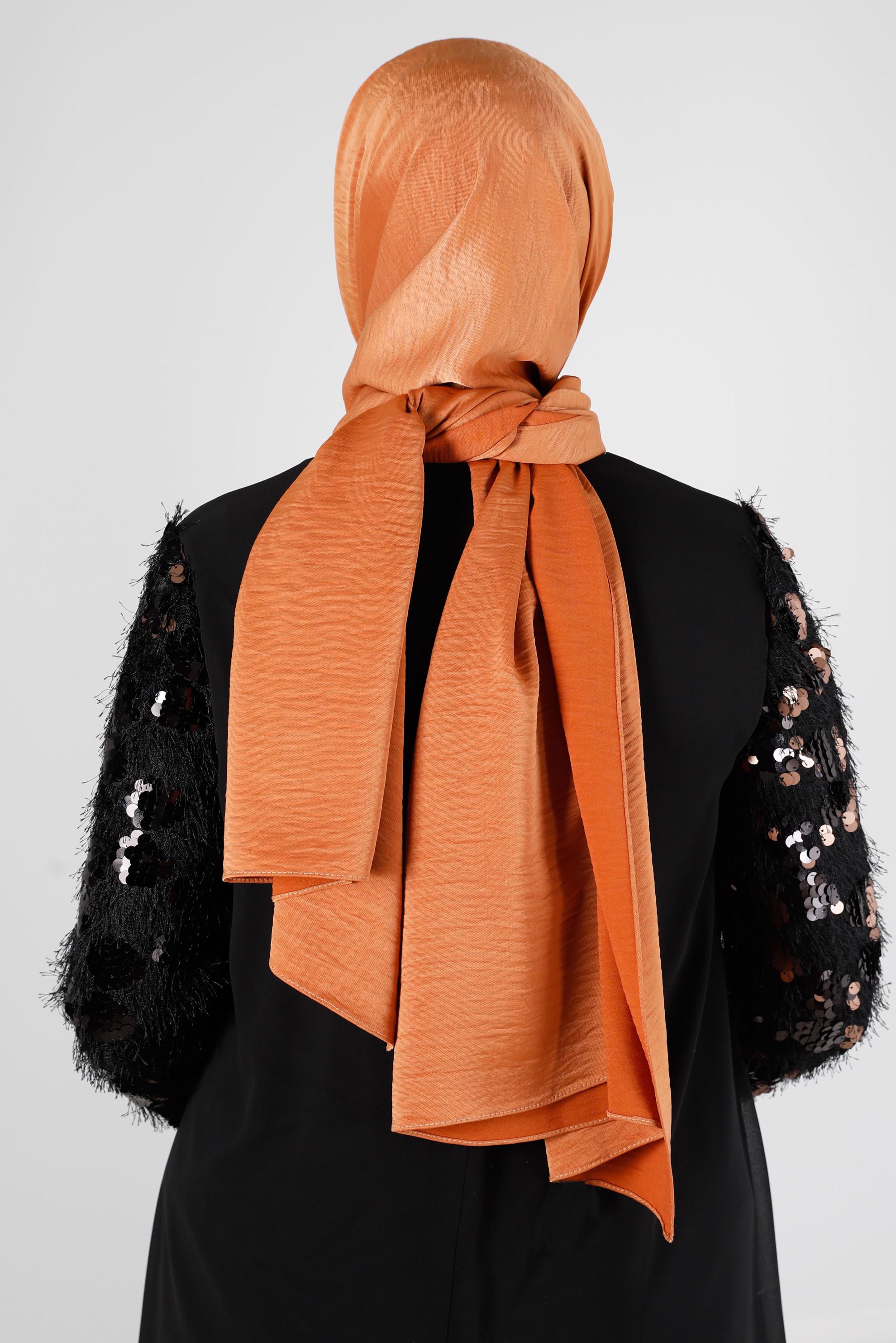 Tesettür giyim TURUNCU ALVİNA NANO AYROBİN ŞAL 8111