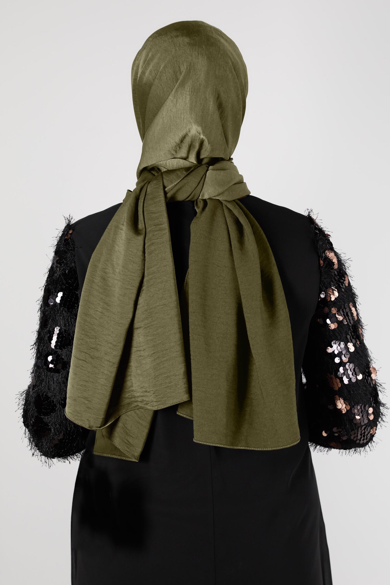 Tesettür giyim HAKİ ALVİNA NANO AYROBİN ŞAL 8111