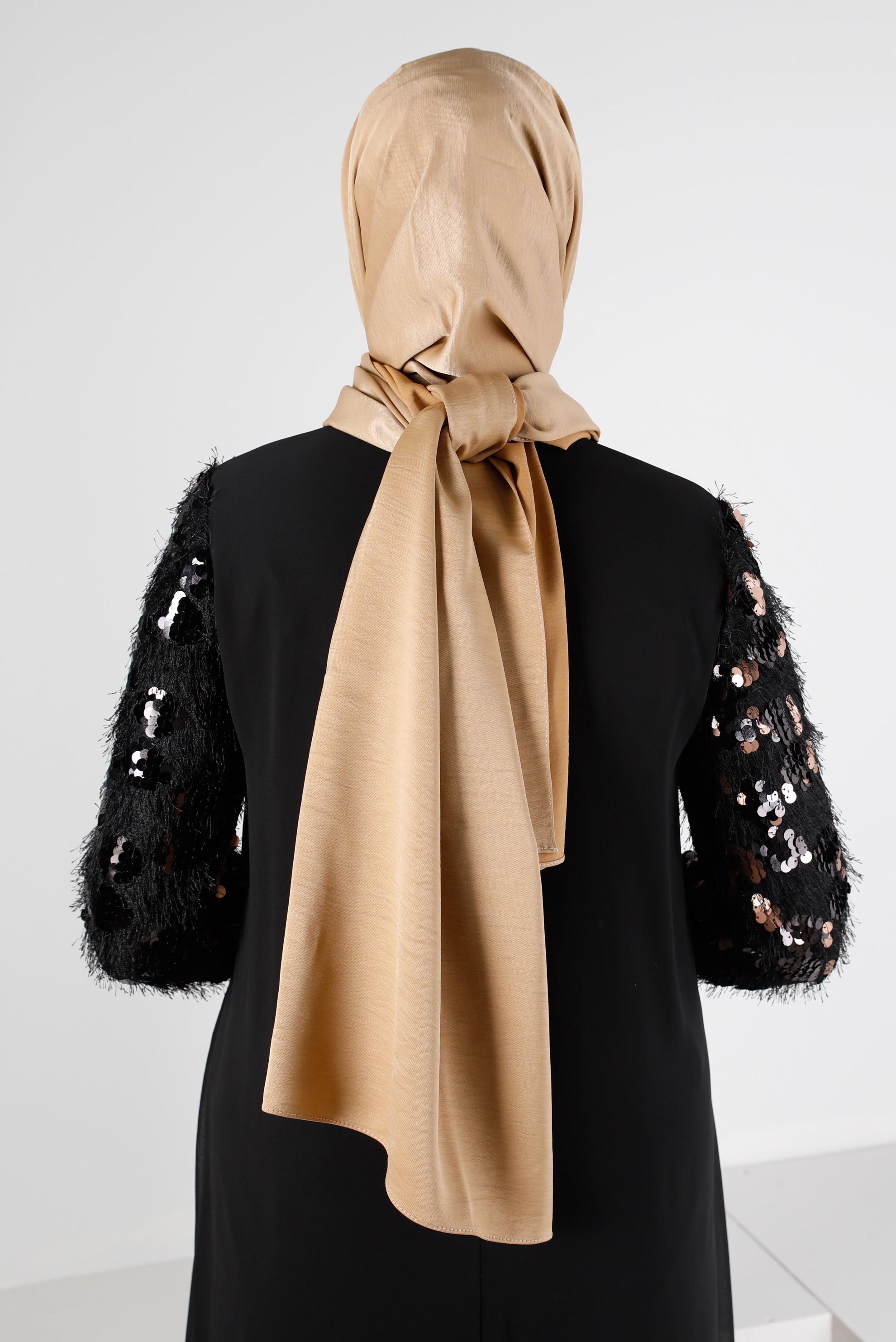 Tesettür giyim BEJ ALVİNA NANO AYROBİN ŞAL 8111