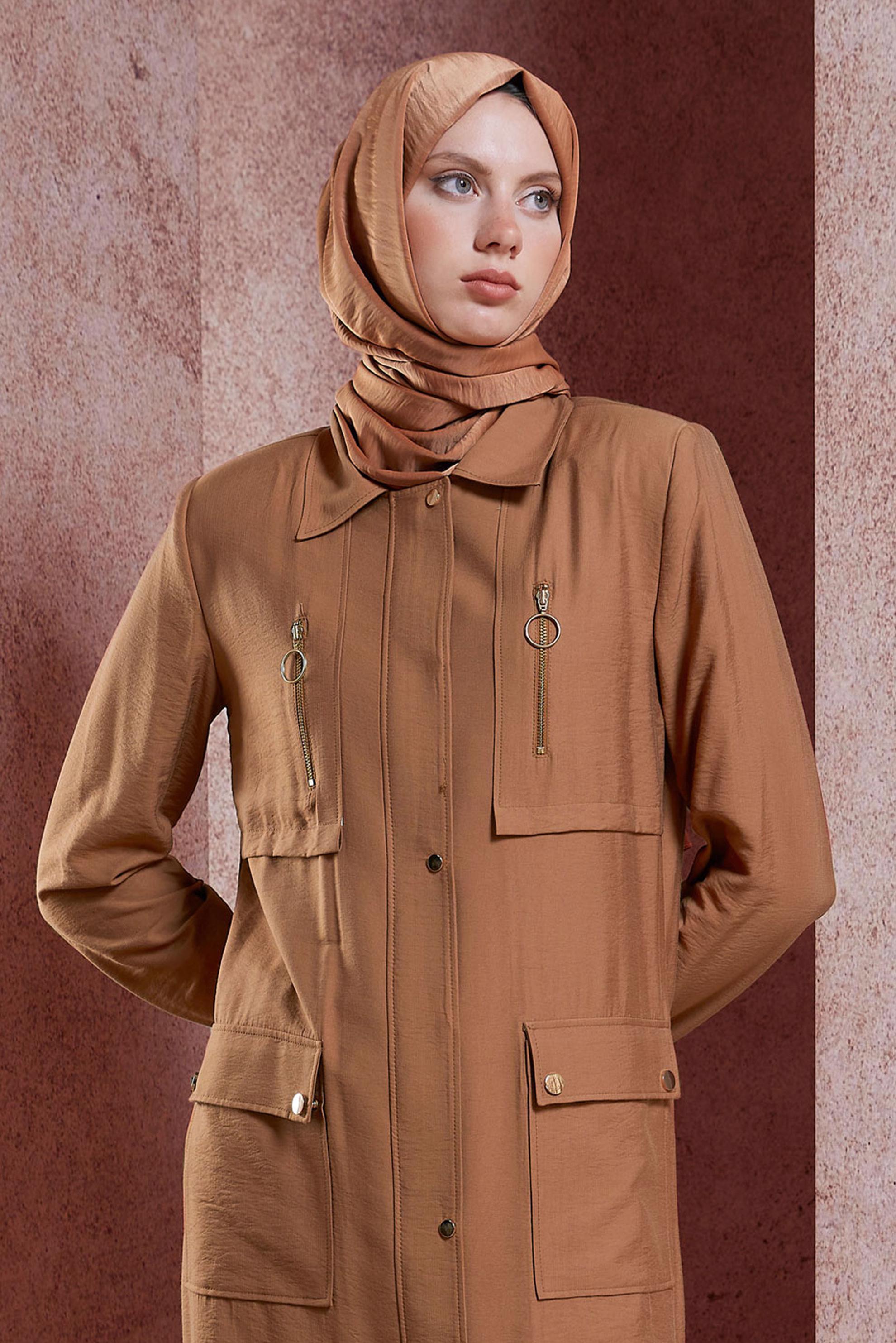 Tesettür giyim TABA ALVİNA NANO AYROBİN ŞAL 8111