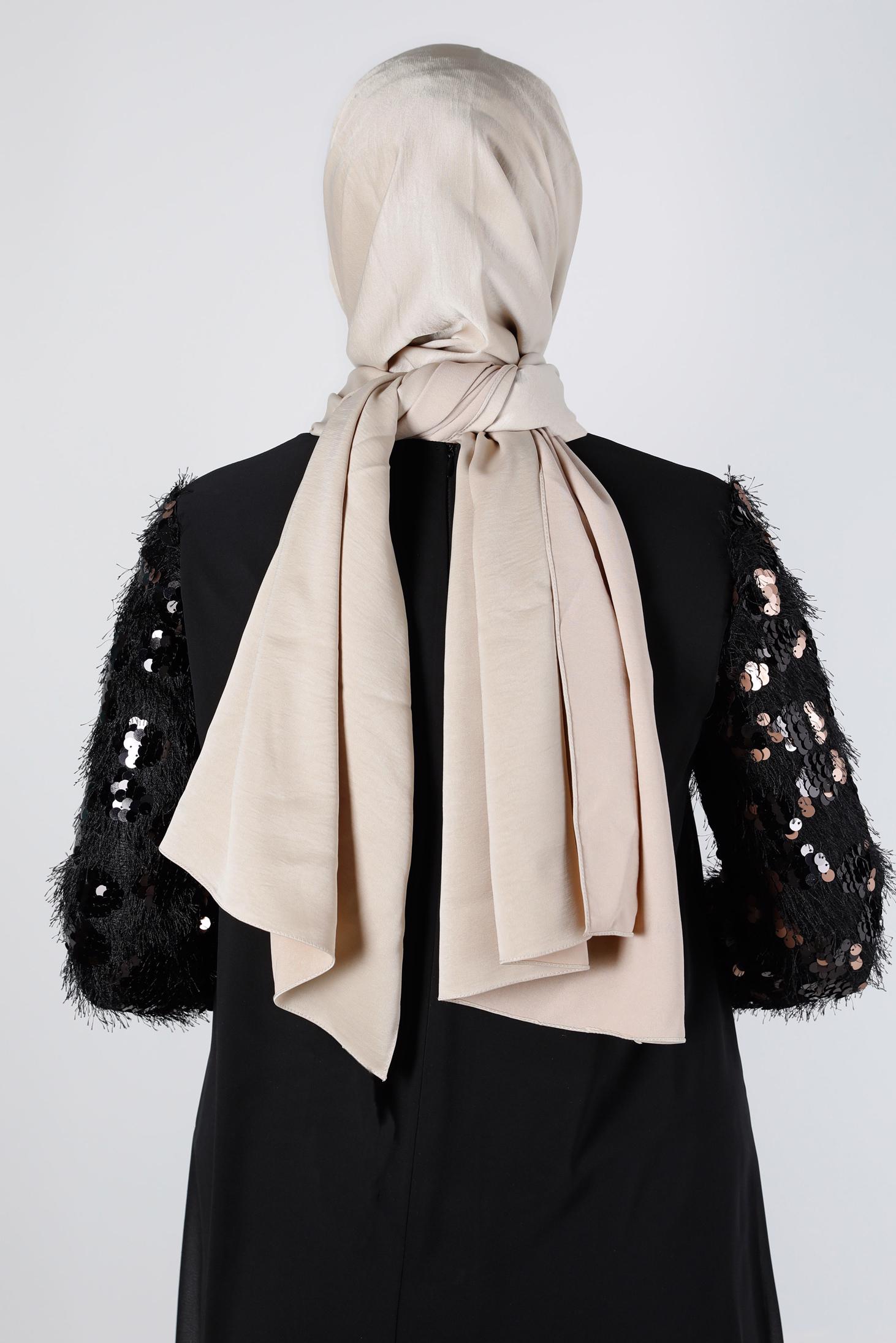 Tesettür giyim BEJ ALVİNA NANO AYROBİN ŞAL 8111