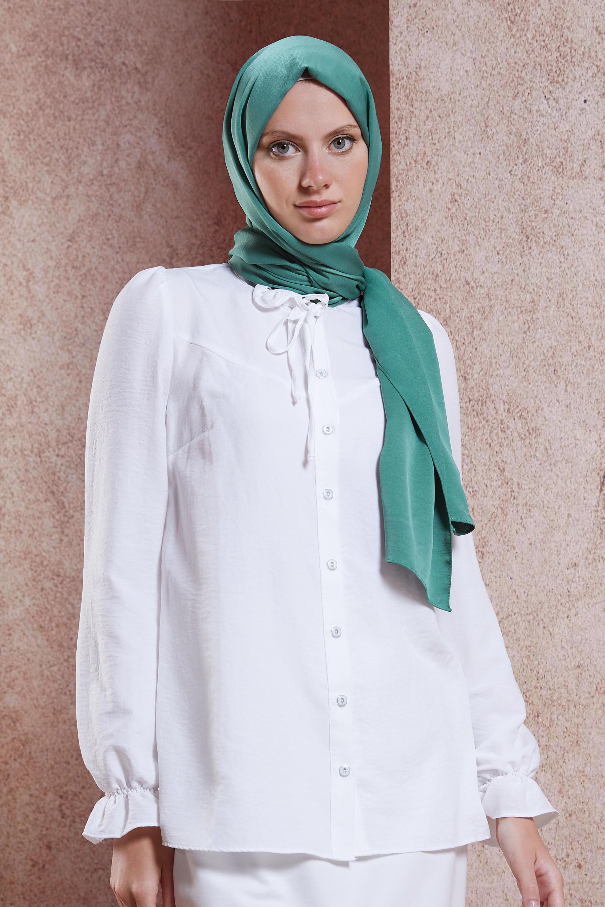 Tesettür giyim YEŞİL ALVİNA NANO AYROBİN ŞAL 8111