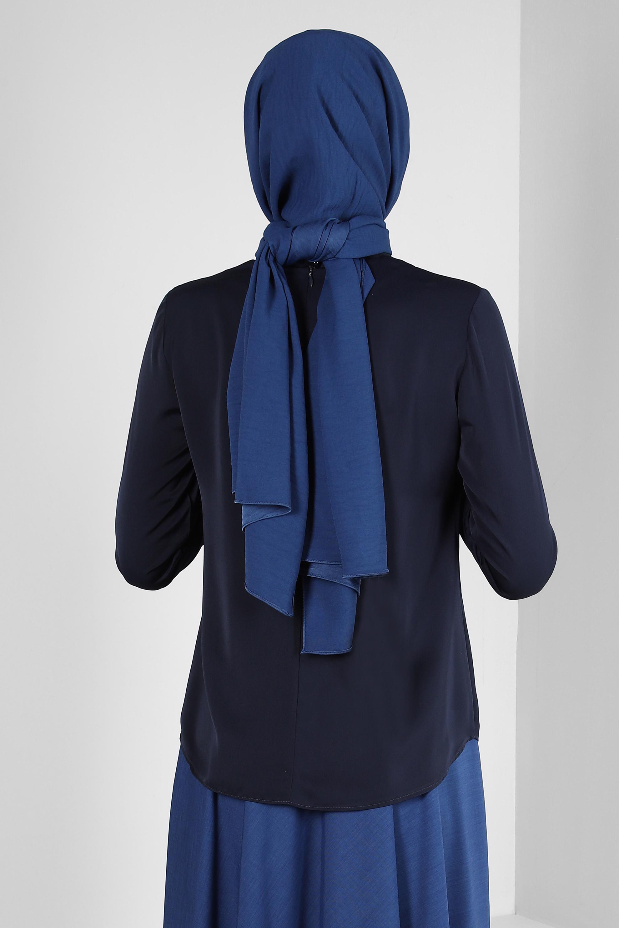 Tesettür giyim LACİVERT ALVİNA NANO AYROBİN ŞAL 8111
