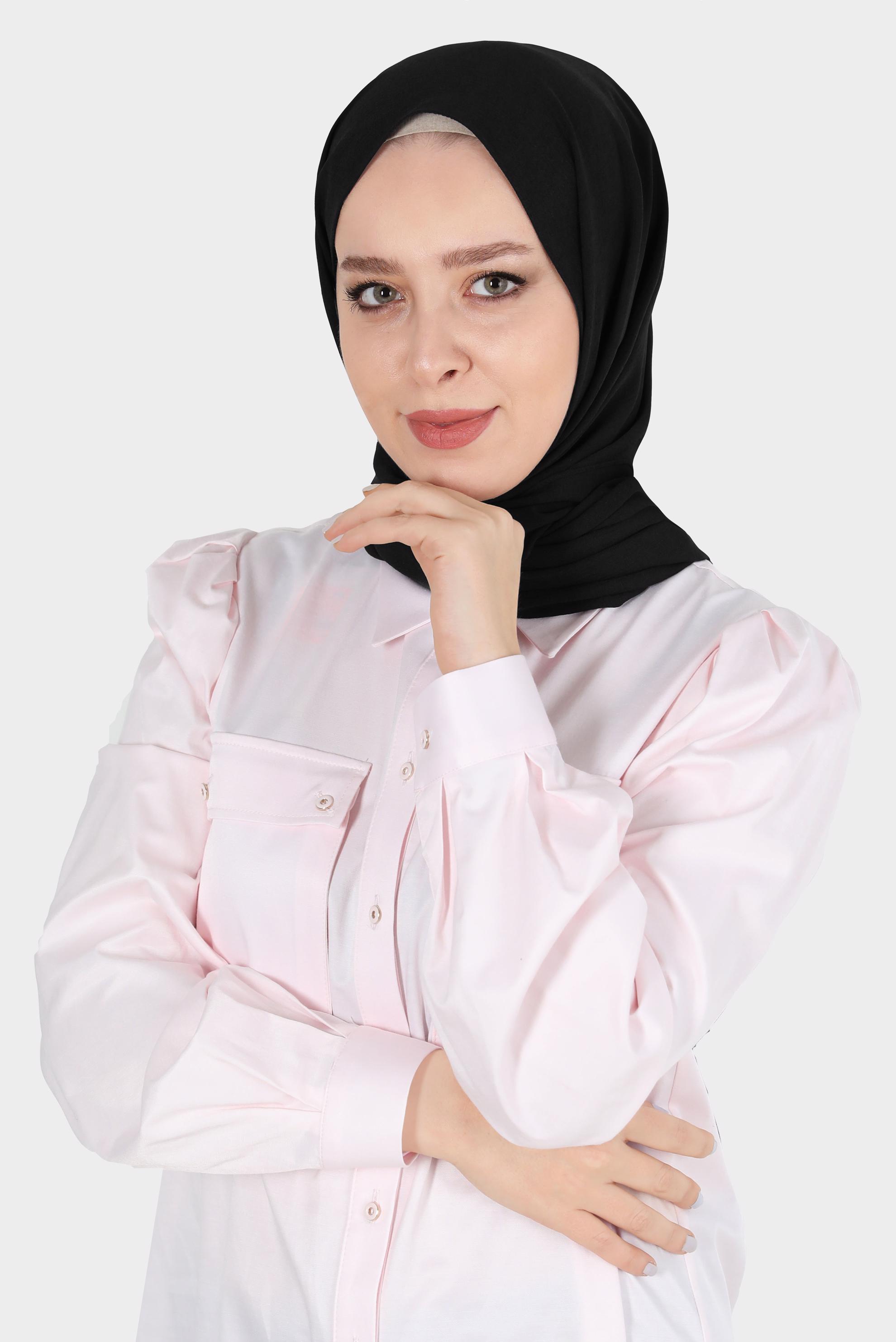 Tesettür giyim SİYAH ALVİNA KETEN AYROBİN ŞAL 8112 