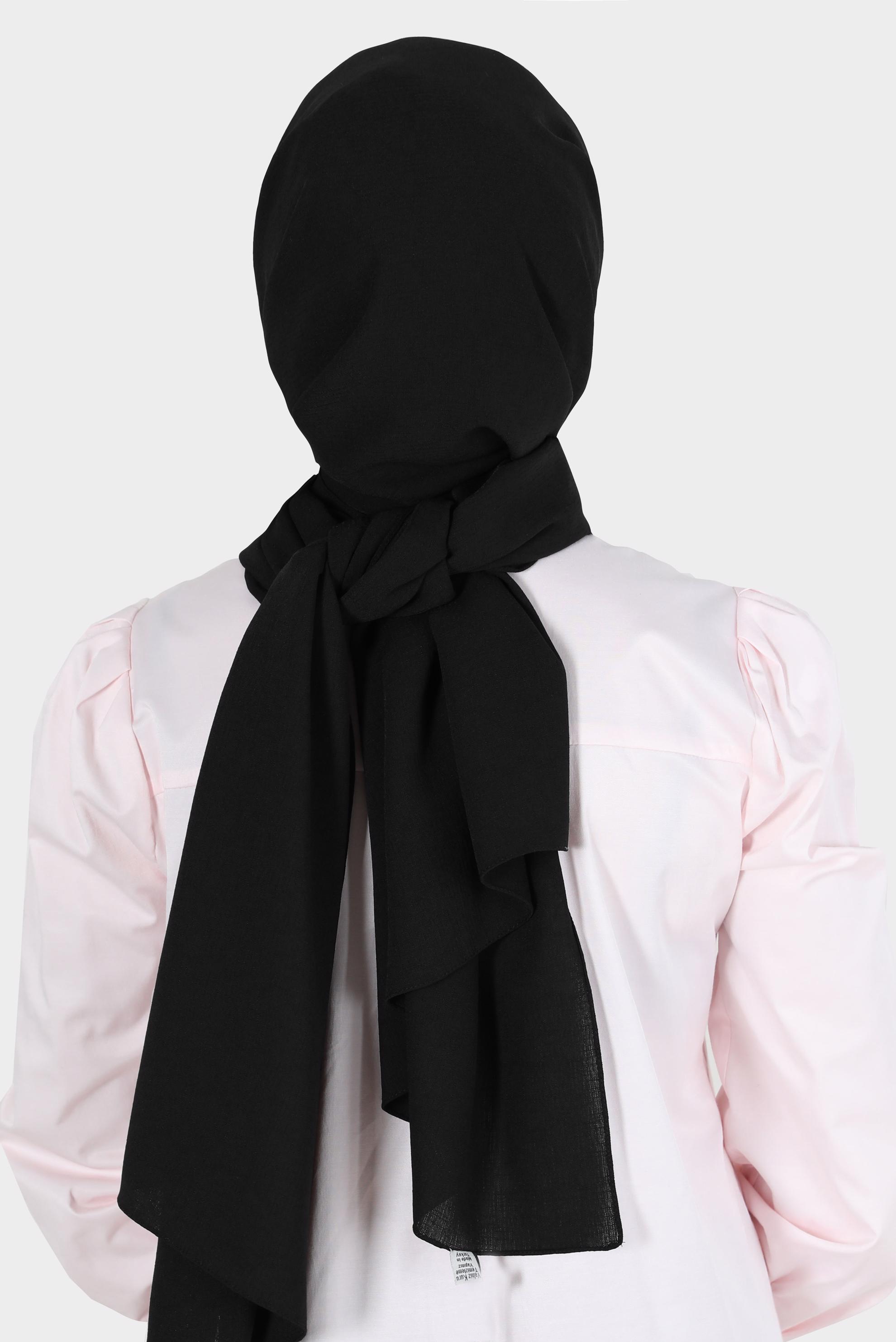 Tesettür giyim SİYAH ALVİNA KETEN AYROBİN ŞAL 8112 