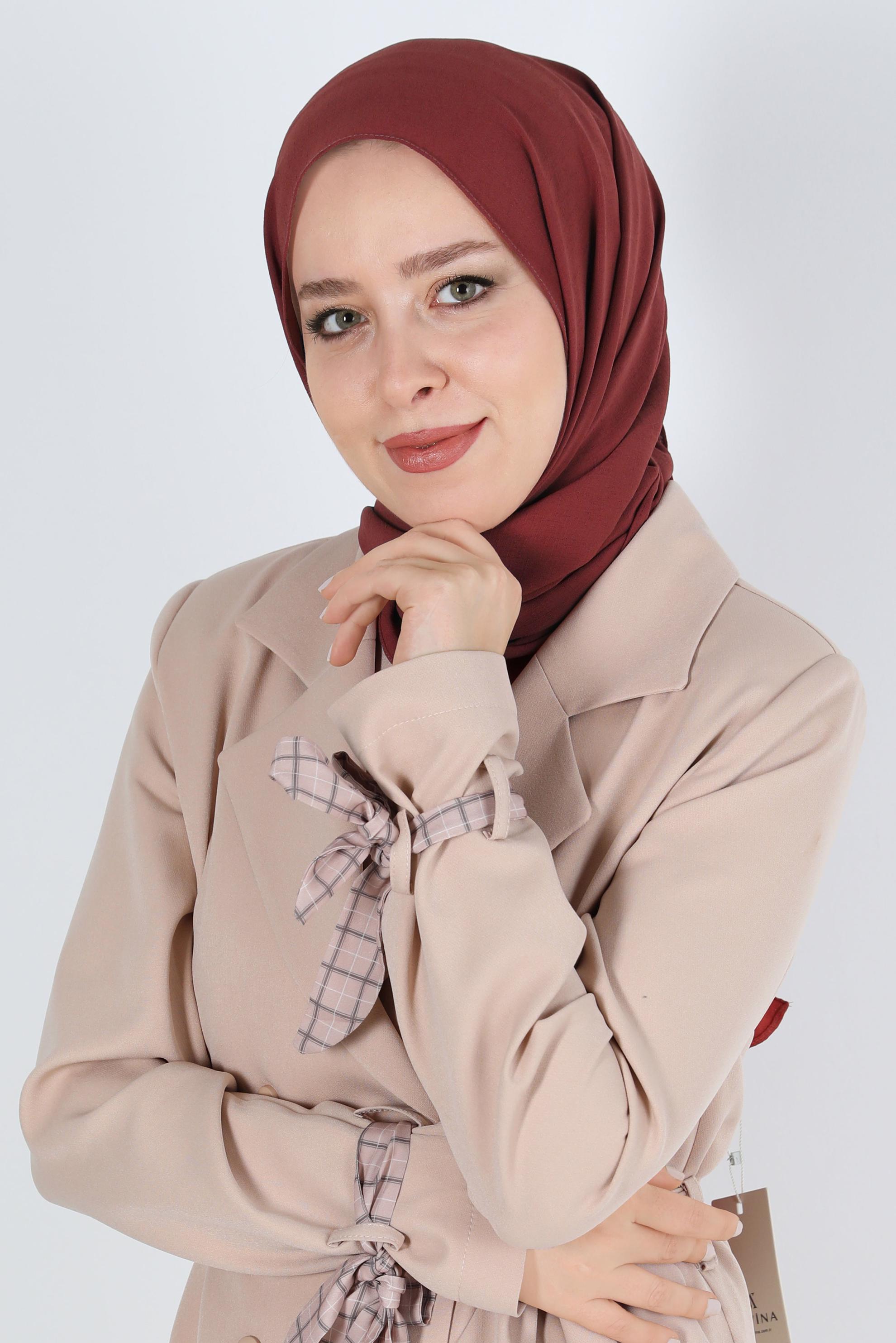Tesettür giyim BORDO ALVİNA KETEN AYROBİN ŞAL 8112 