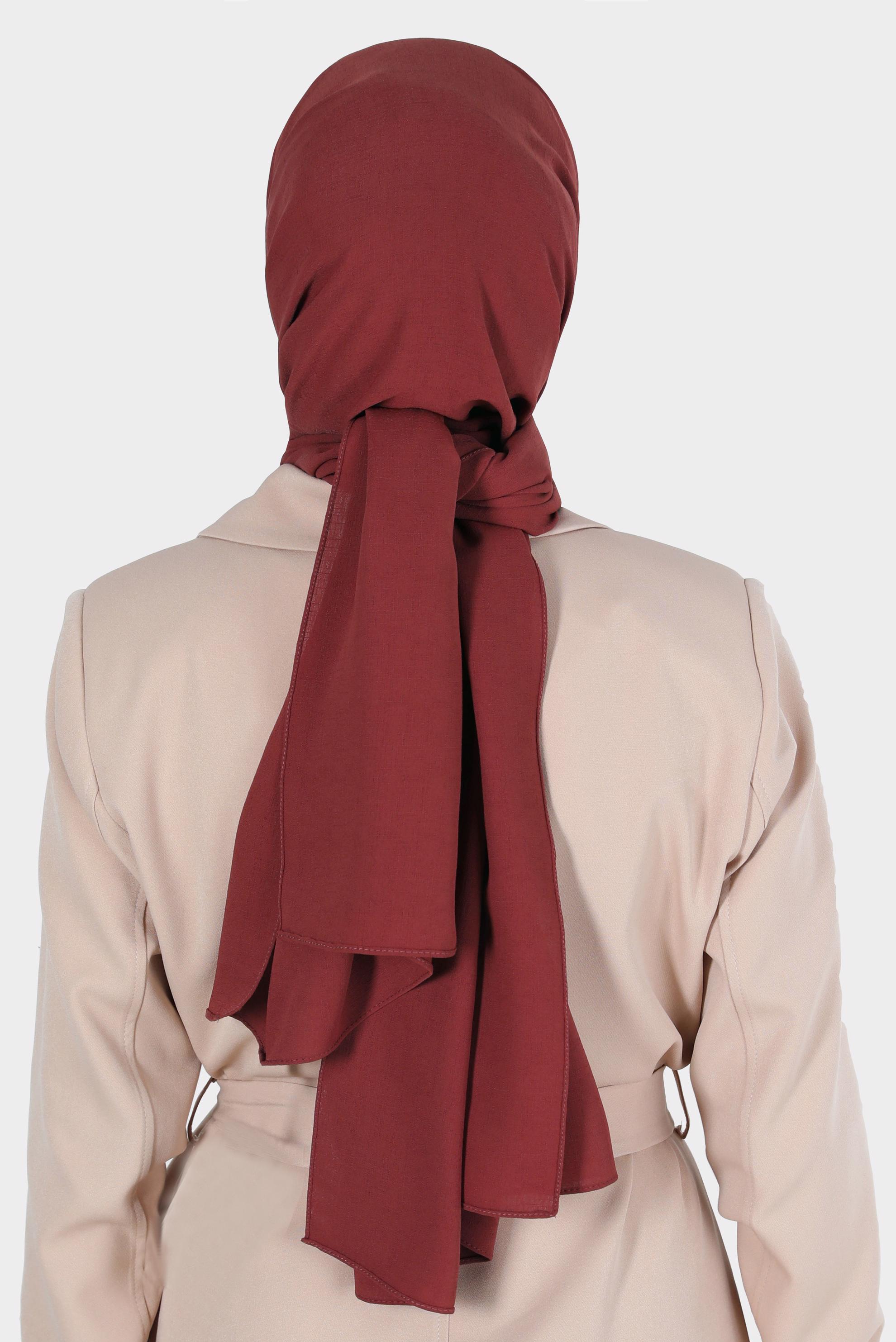 Tesettür giyim BORDO ALVİNA KETEN AYROBİN ŞAL 8112 