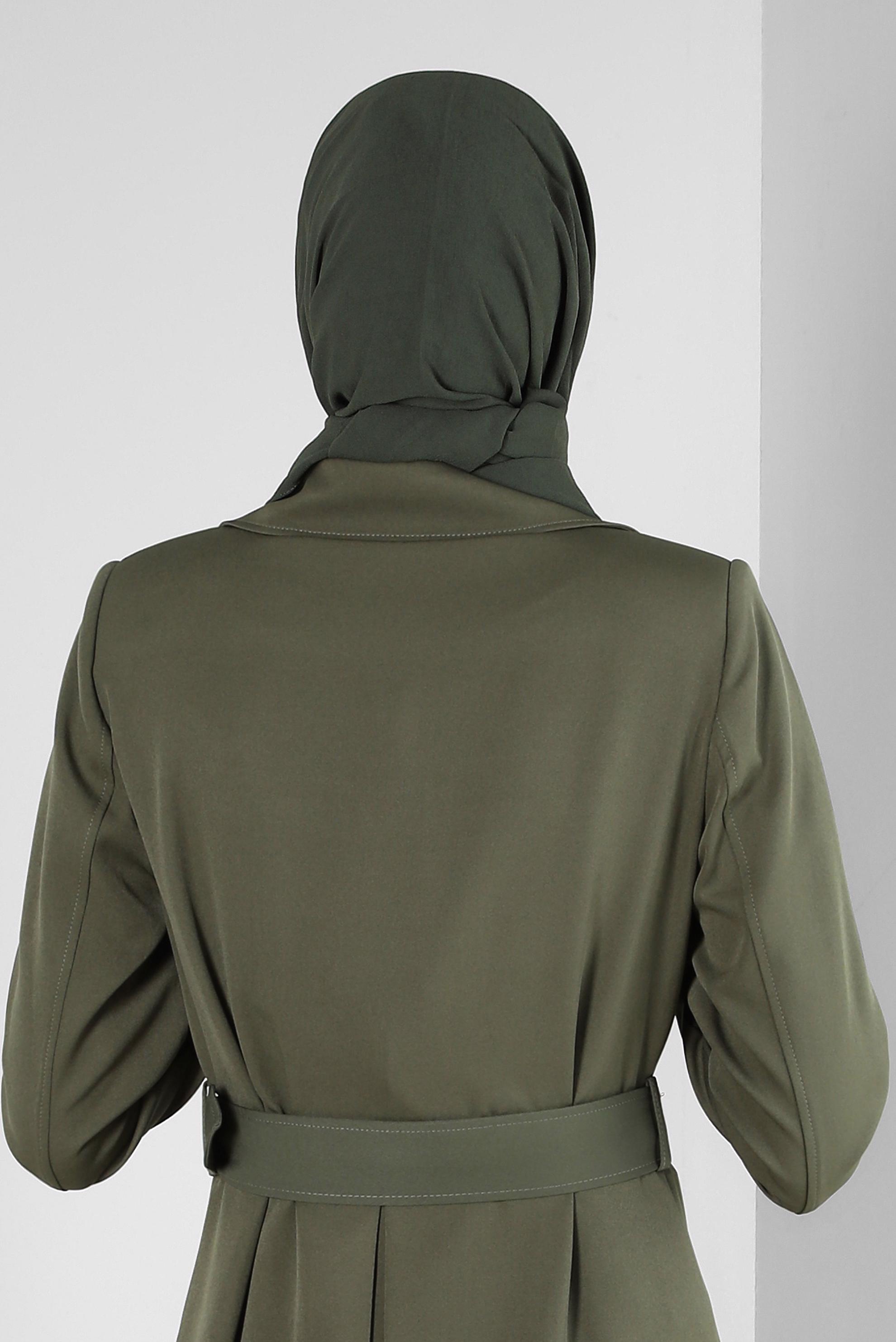 Tesettür giyim HAKİ ALVİNA KETEN AYROBİN ŞAL 8112 