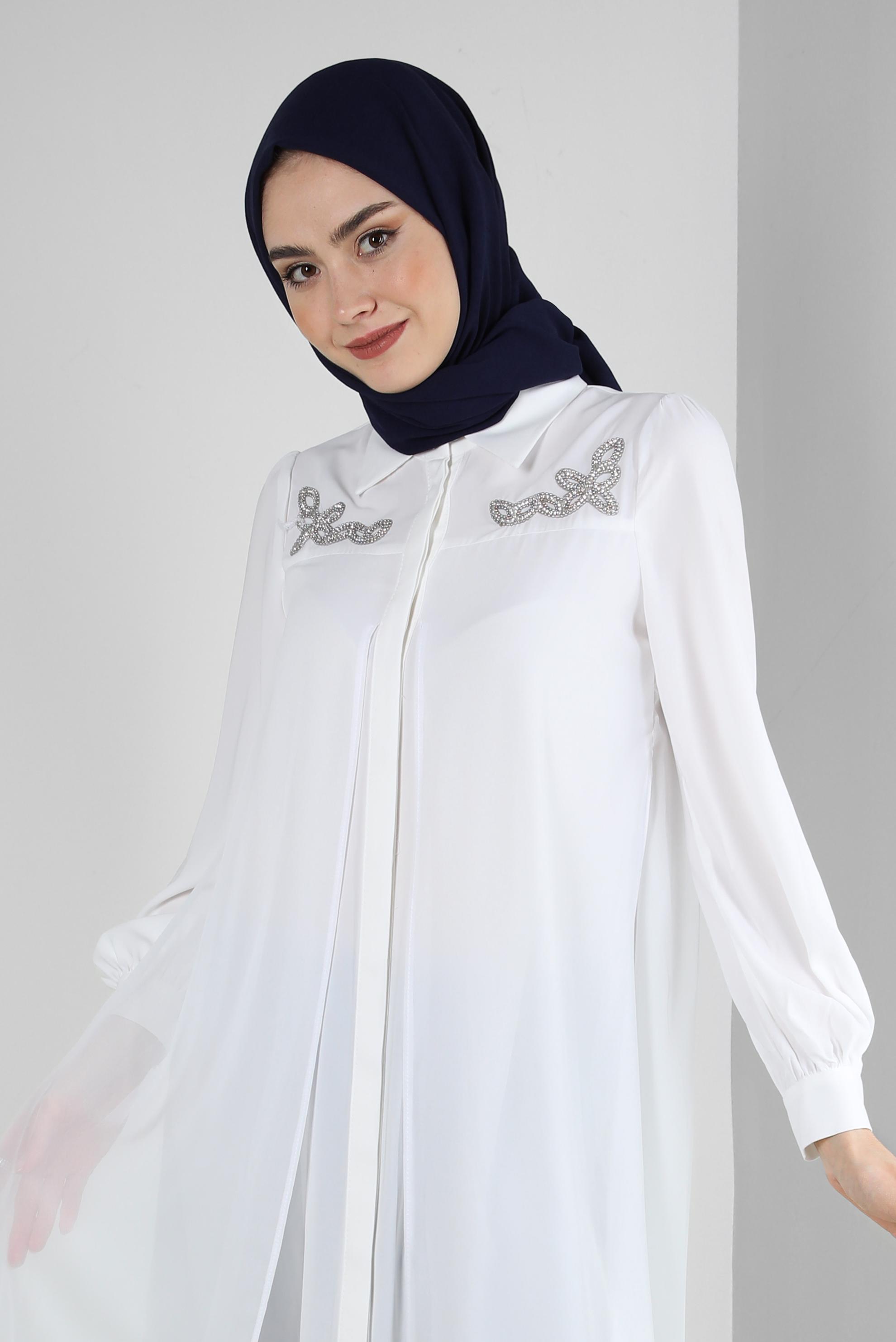 Tesettür giyim LACİVERT ALVİNA KETEN AYROBİN ŞAL 8112 