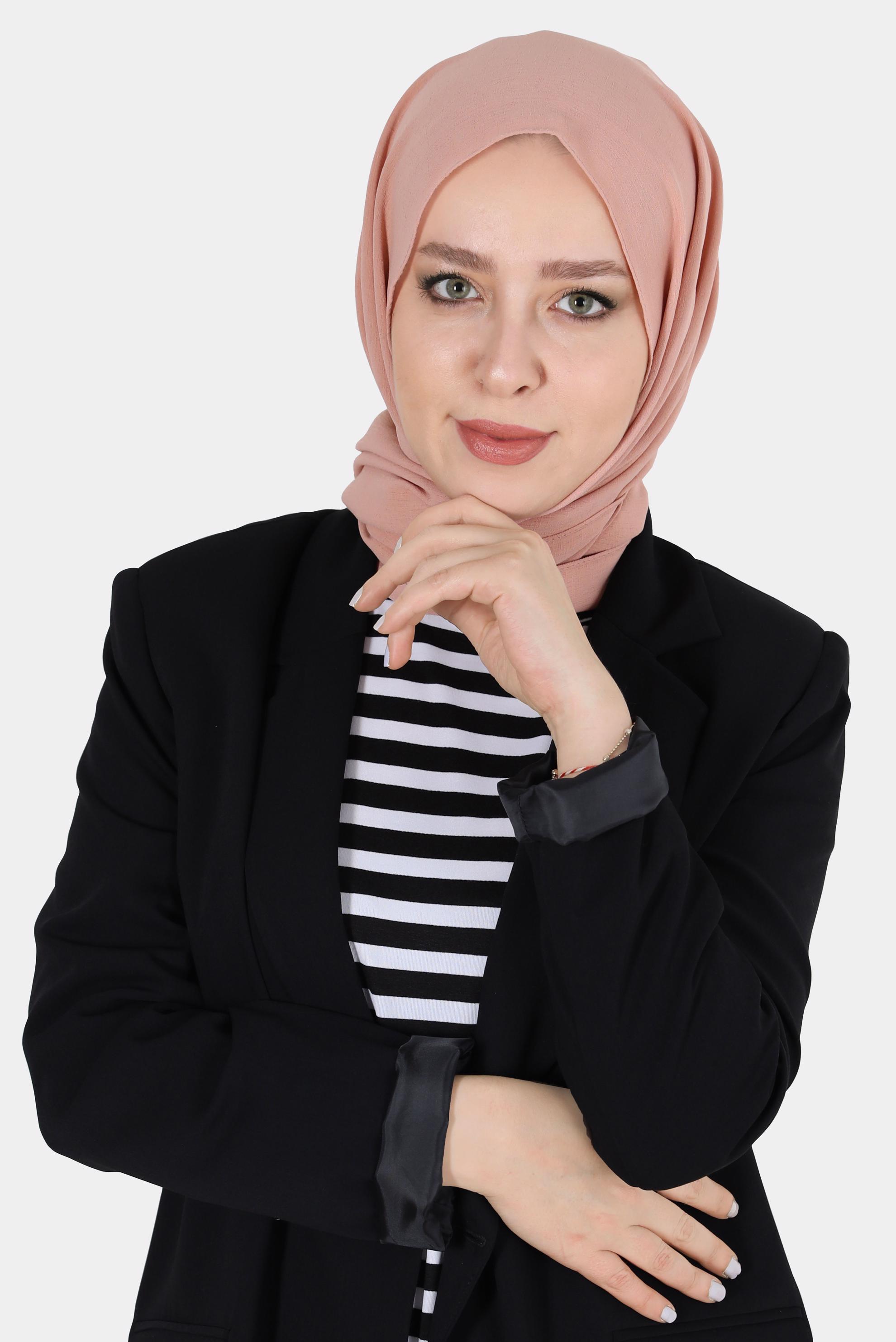 Tesettür giyim PUDRA ALVİNA KETEN AYROBİN ŞAL 8112 