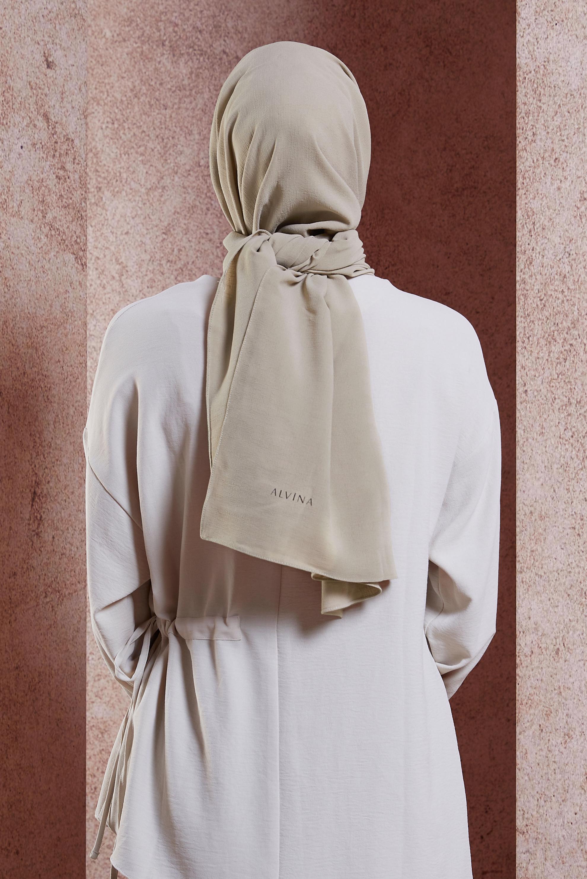 Tesettür giyim VİZON ALVİNA KETEN AYROBİN ŞAL 8112 