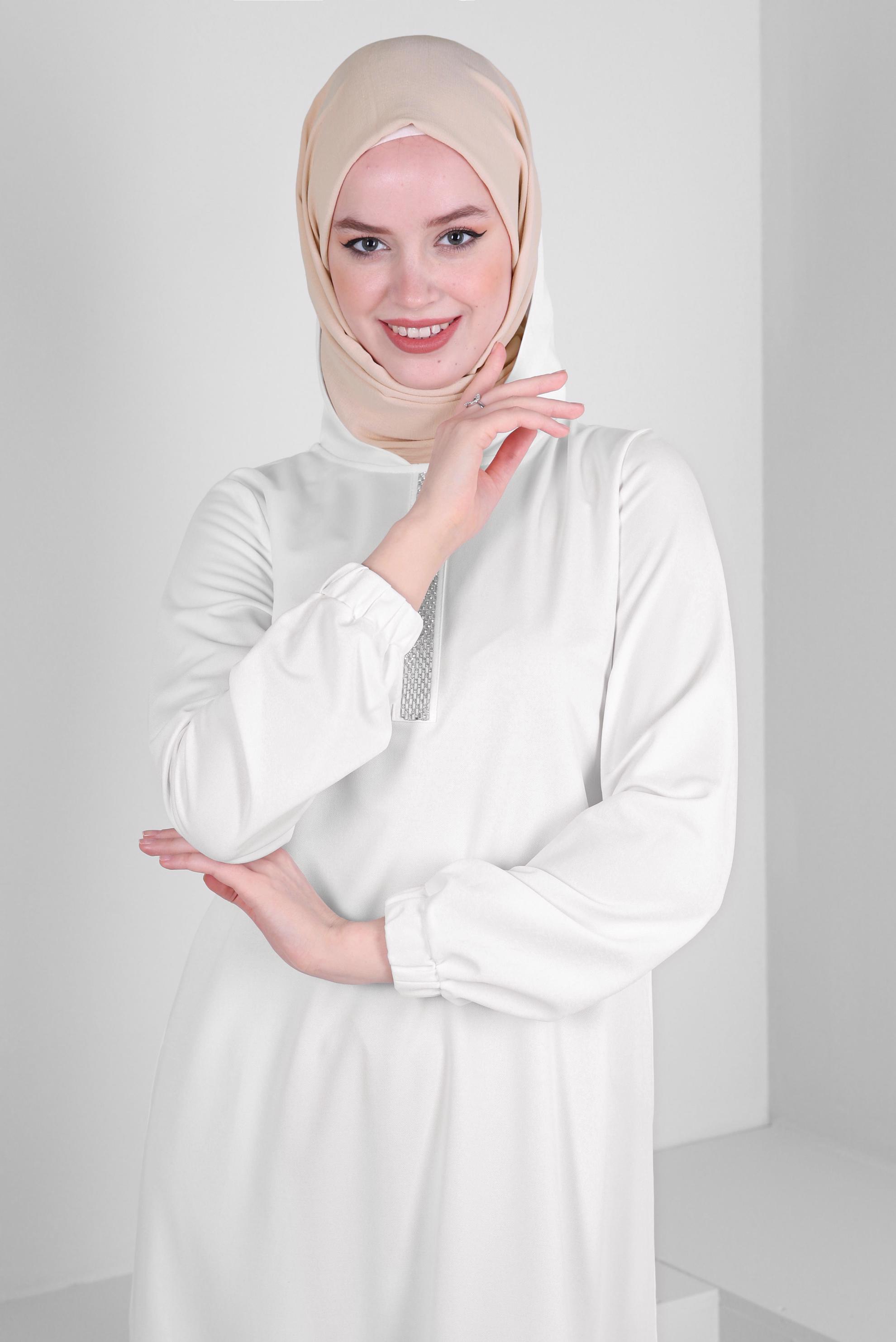 Tesettür giyim PUDRA ALVİNA KETEN AYROBİN ŞAL 8112 