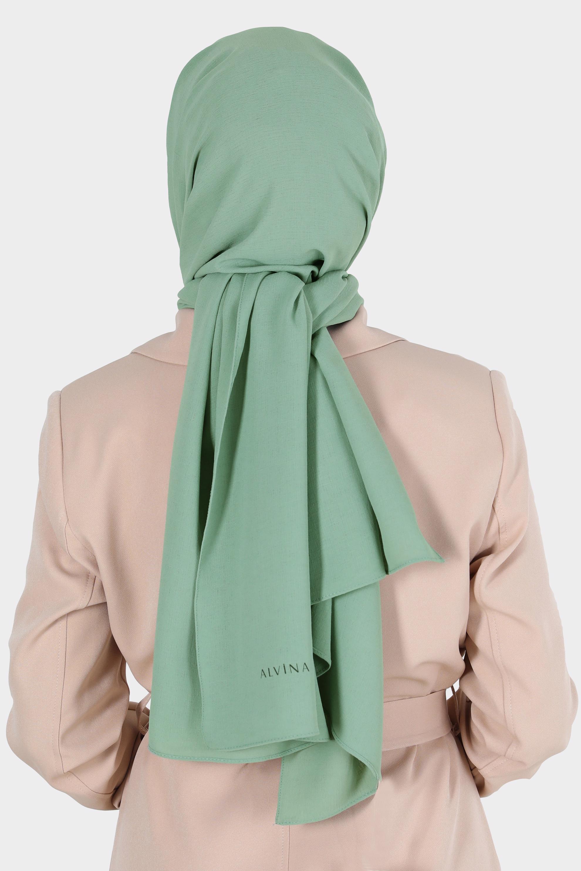 Tesettür giyim YEŞİL ALVİNA KETEN AYROBİN ŞAL 8112 