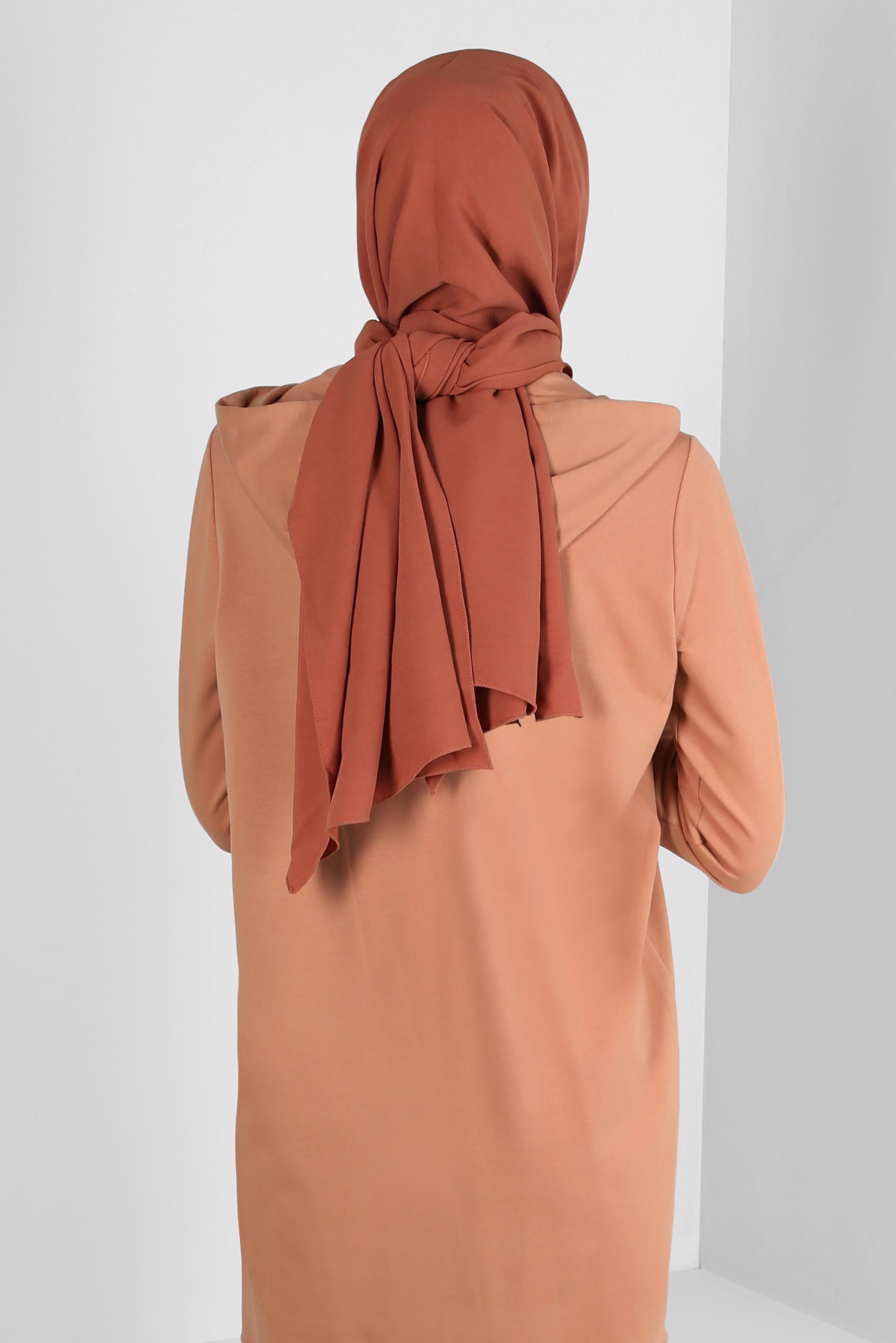 Tesettür giyim TURUNCU ALVİNA KETEN AYROBİN ŞAL 8112 