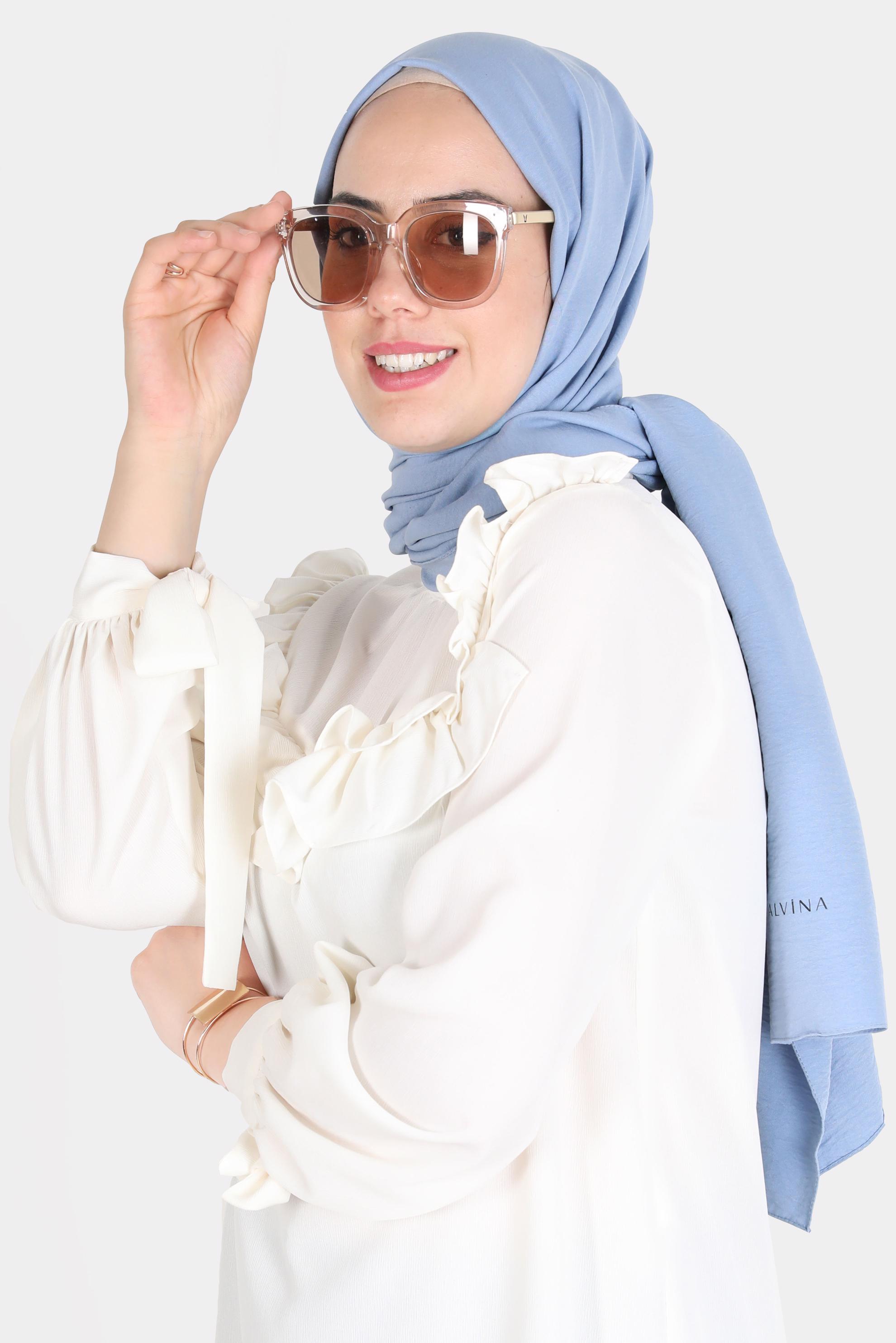 Tesettür giyim MAVİ ALVİNA PAMUK AYROBİN ŞAL 8115