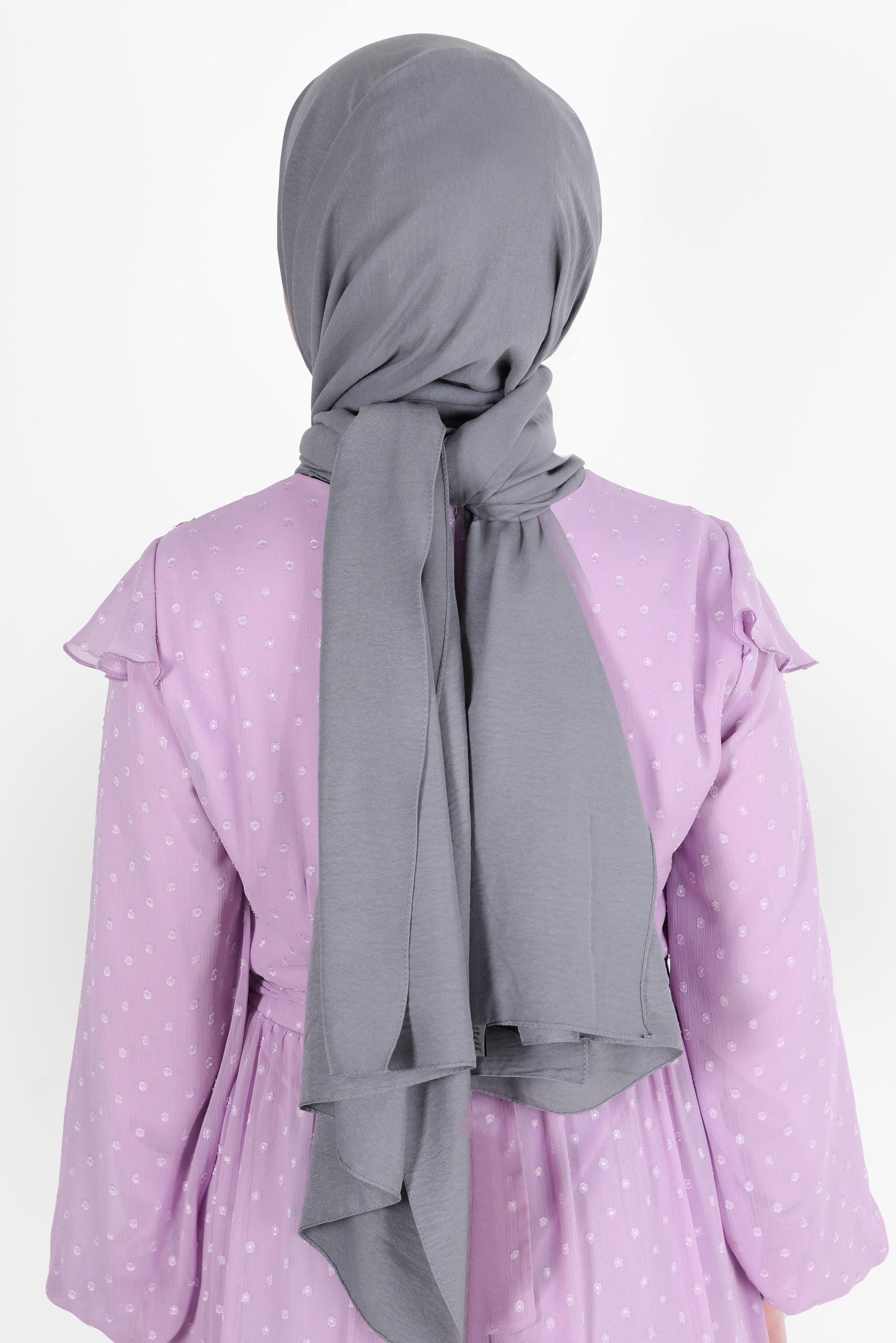 Tesettür giyim GRİ ALVİNA PAMUK AYROBİN ŞAL 8115