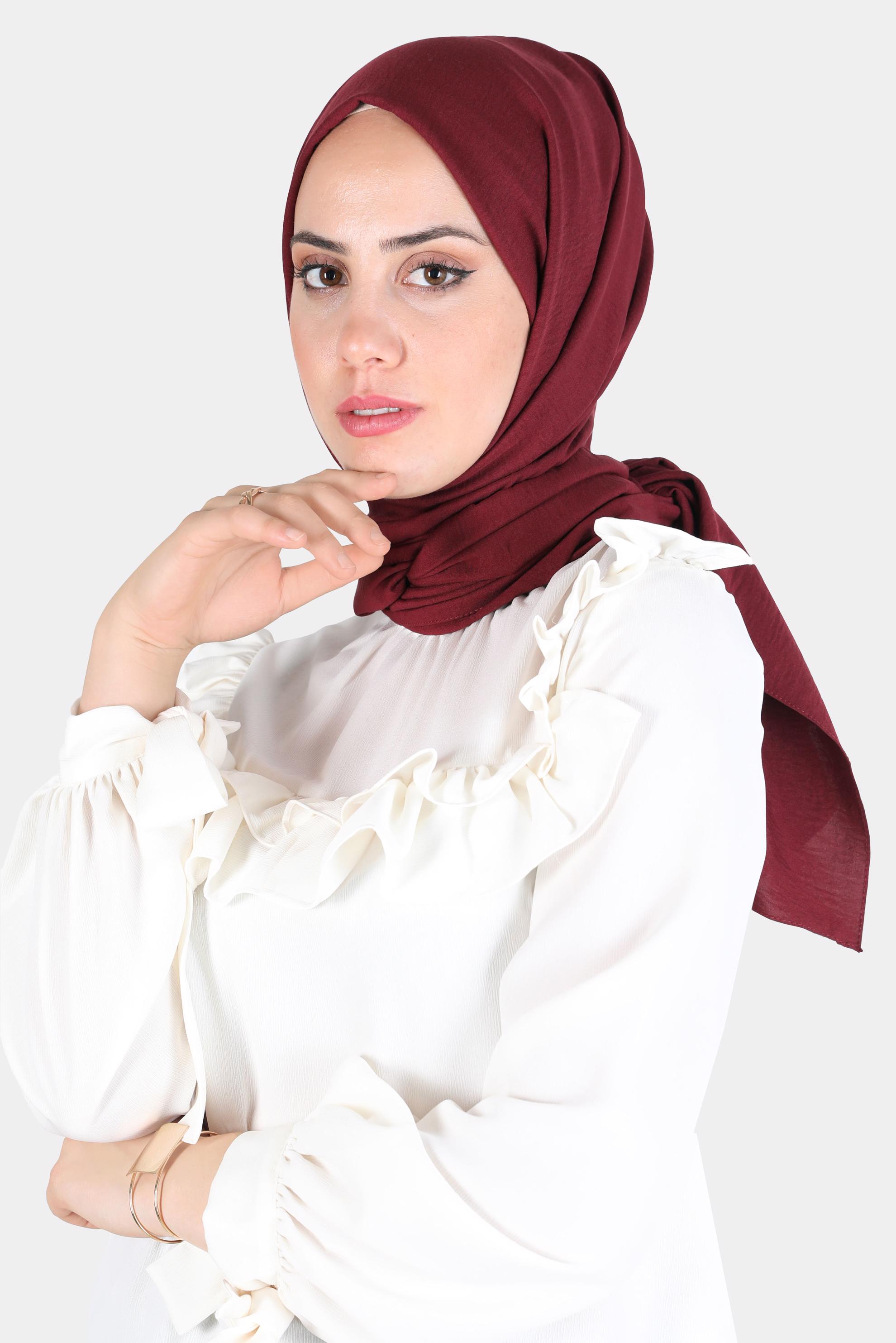 Tesettür giyim BORDO ALVİNA PAMUK AYROBİN ŞAL 8115