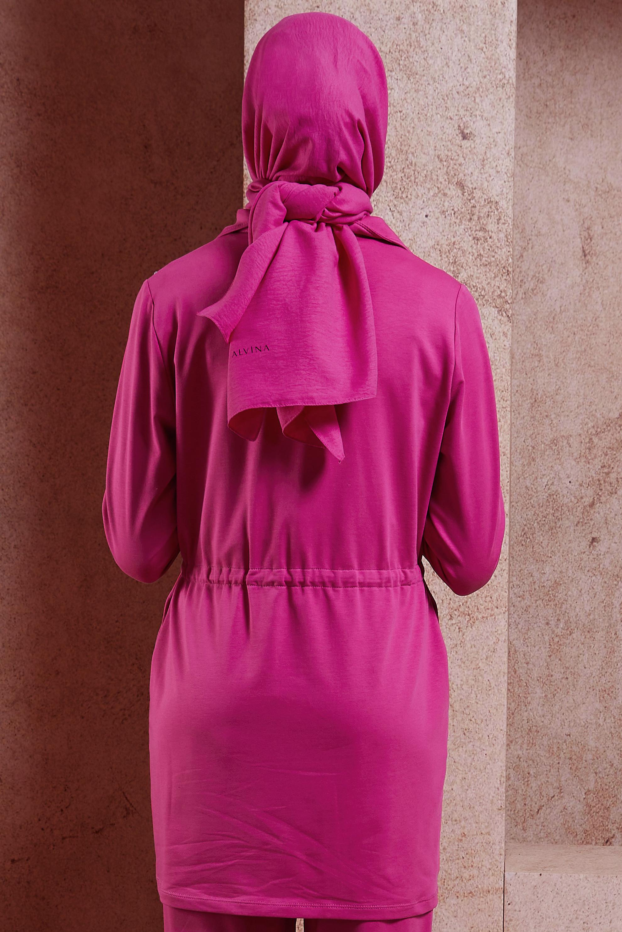 Tesettür giyim FUŞYA ALVİNA PAMUK AYROBİN ŞAL 8115