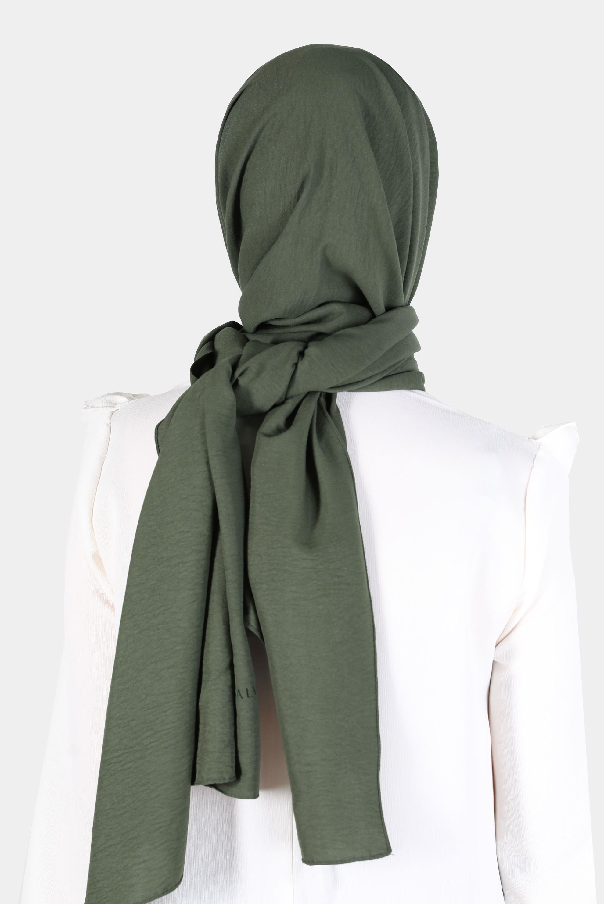 Tesettür giyim HAKİ ALVİNA PAMUK AYROBİN ŞAL 8115