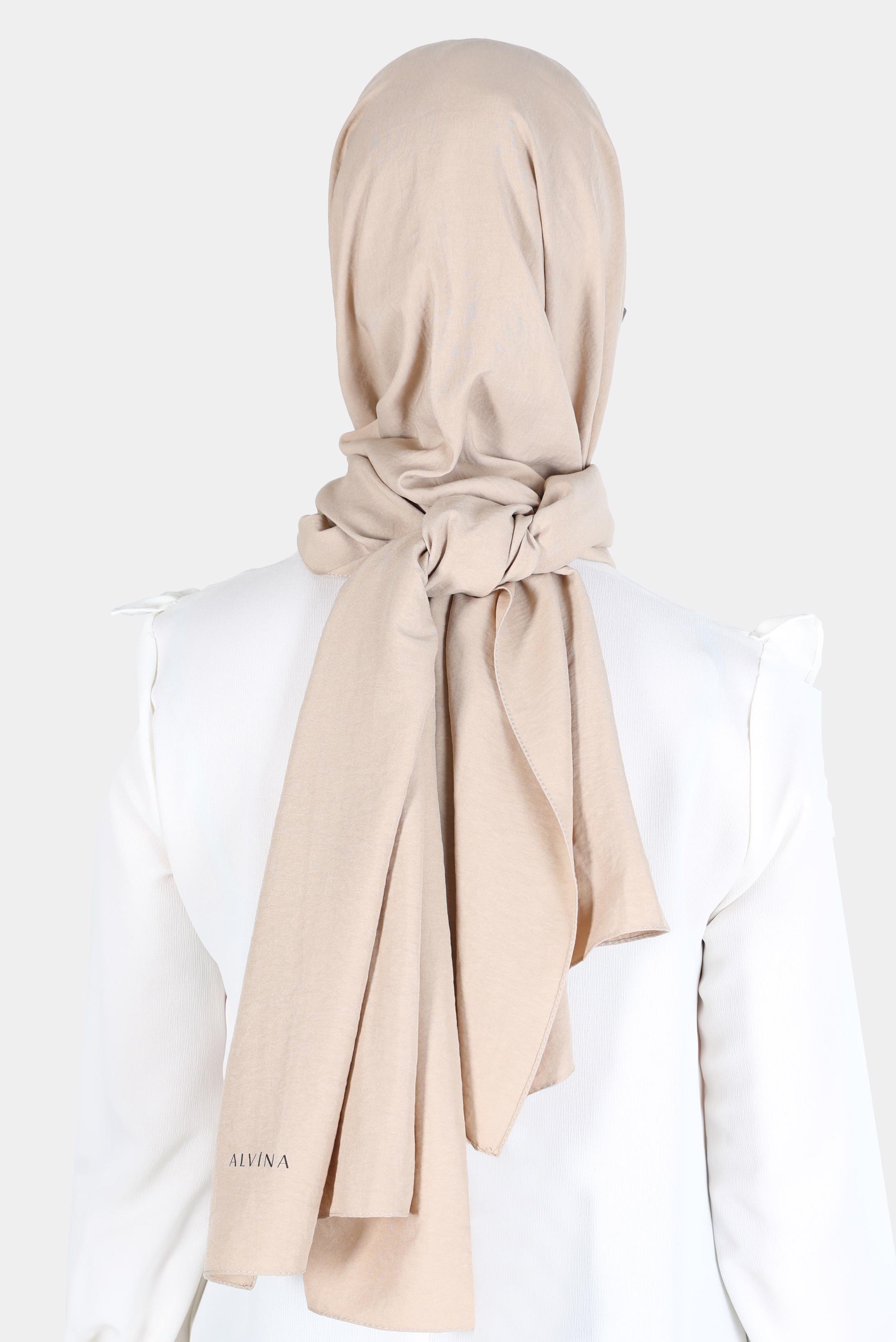 Tesettür giyim BEJ ALVİNA PAMUK AYROBİN ŞAL 8115