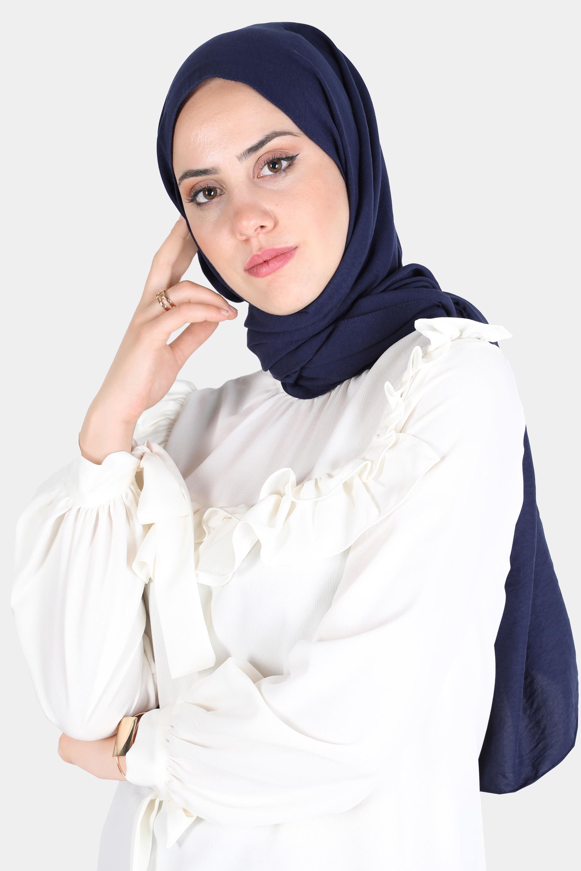 Tesettür giyim LACİVERT ALVİNA PAMUK AYROBİN ŞAL 8115