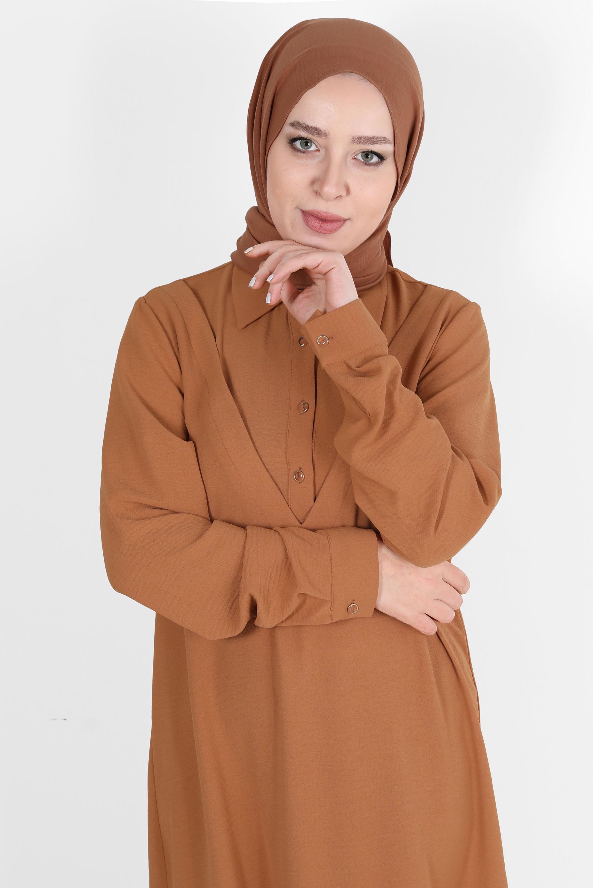 Tesettür giyim TABA ALVİNA PAMUK AYROBİN ŞAL 8115