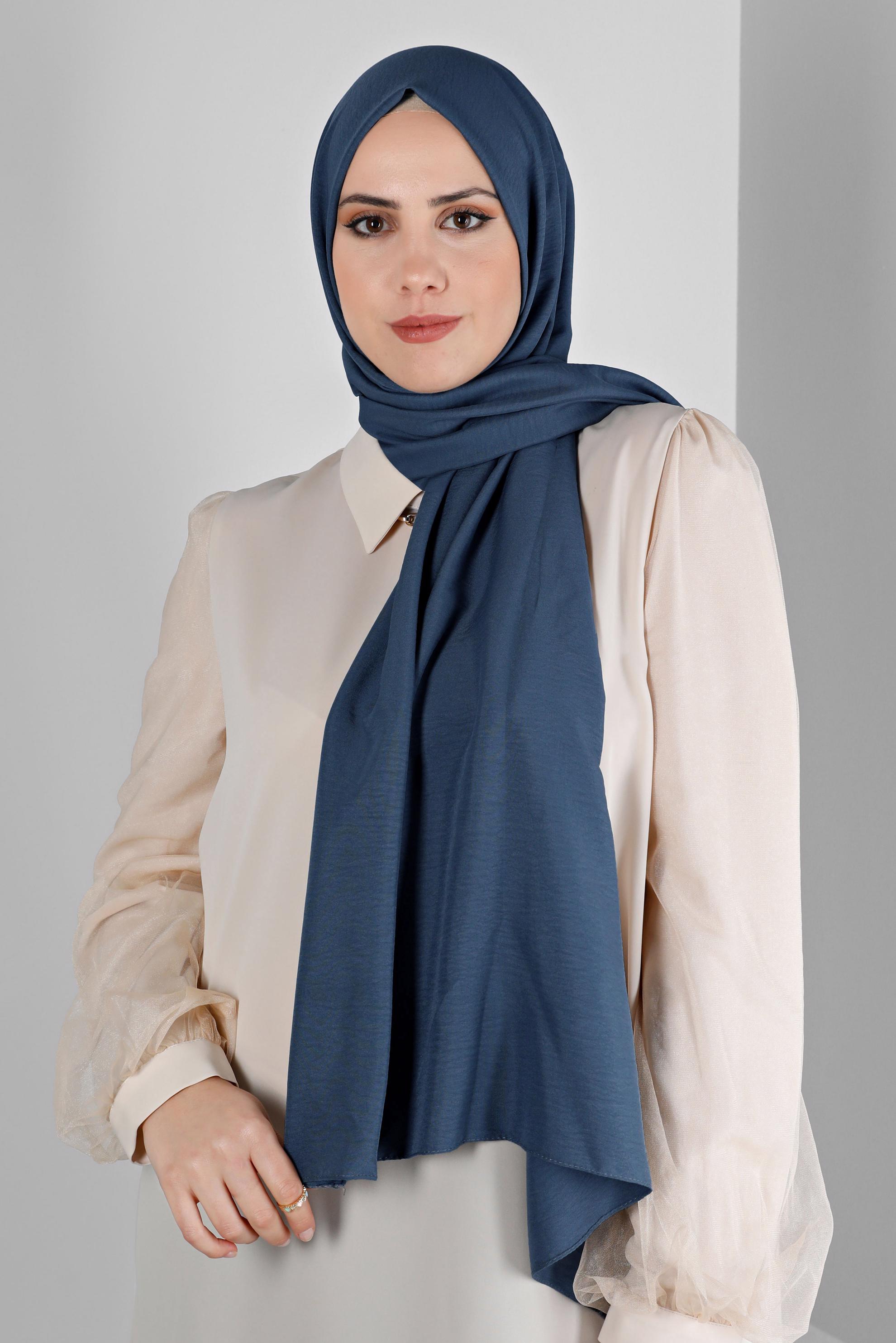 Tesettür giyim LACİVERT ALVİNA PAMUK AYROBİN ŞAL 8115