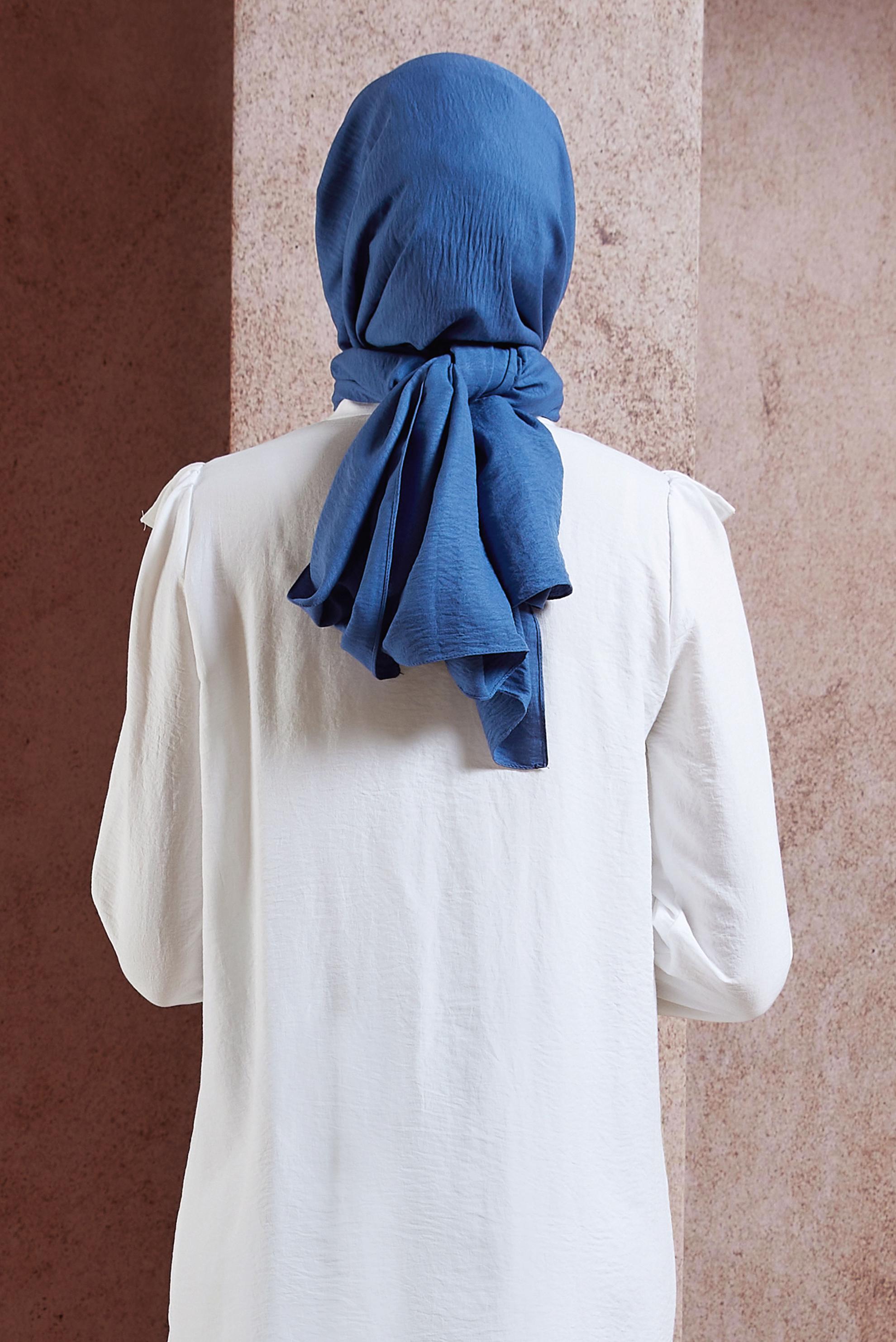 Tesettür giyim MAVİ ALVİNA PAMUK AYROBİN ŞAL 8115