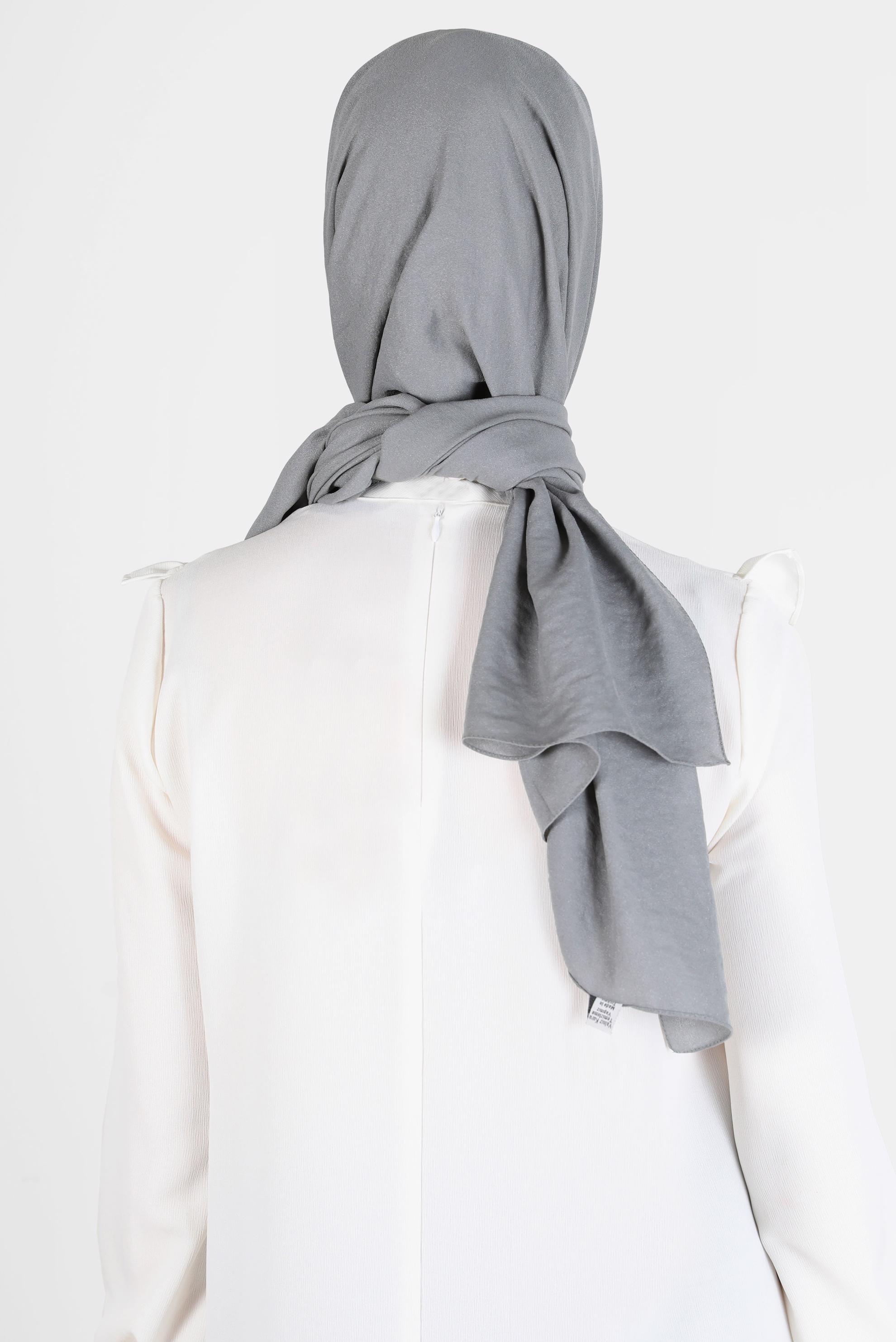 Tesettür giyim GRİ ALVİNA PARLAK CAZ ŞAL 8116