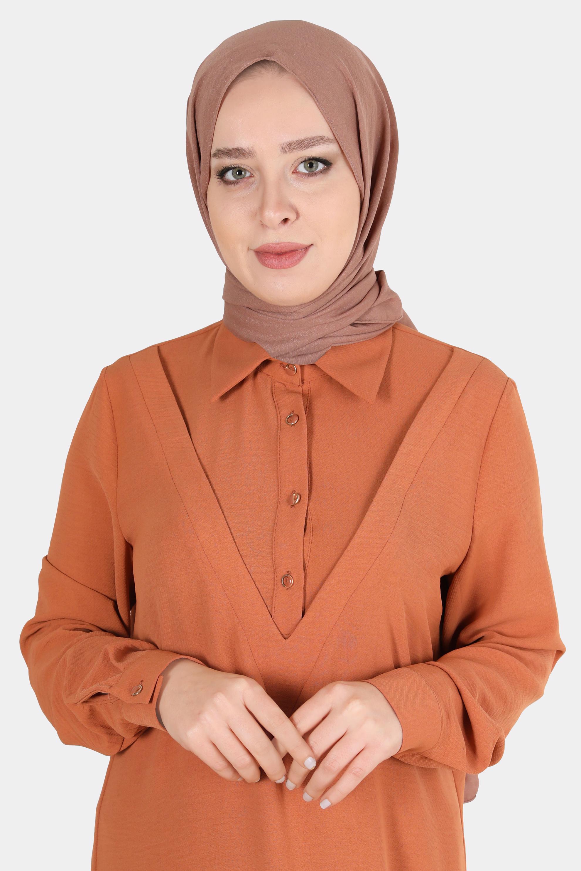 Tesettür giyim BAKIR / BRONZ ALVİNA PARLAK CAZ ŞAL 8116