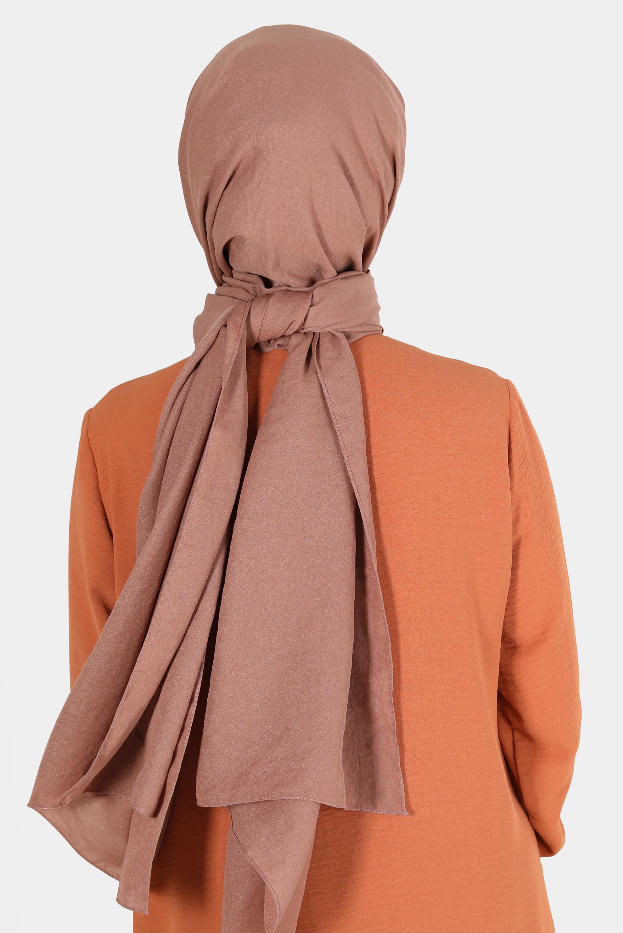 Tesettür giyim BAKIR / BRONZ ALVİNA PARLAK CAZ ŞAL 8116