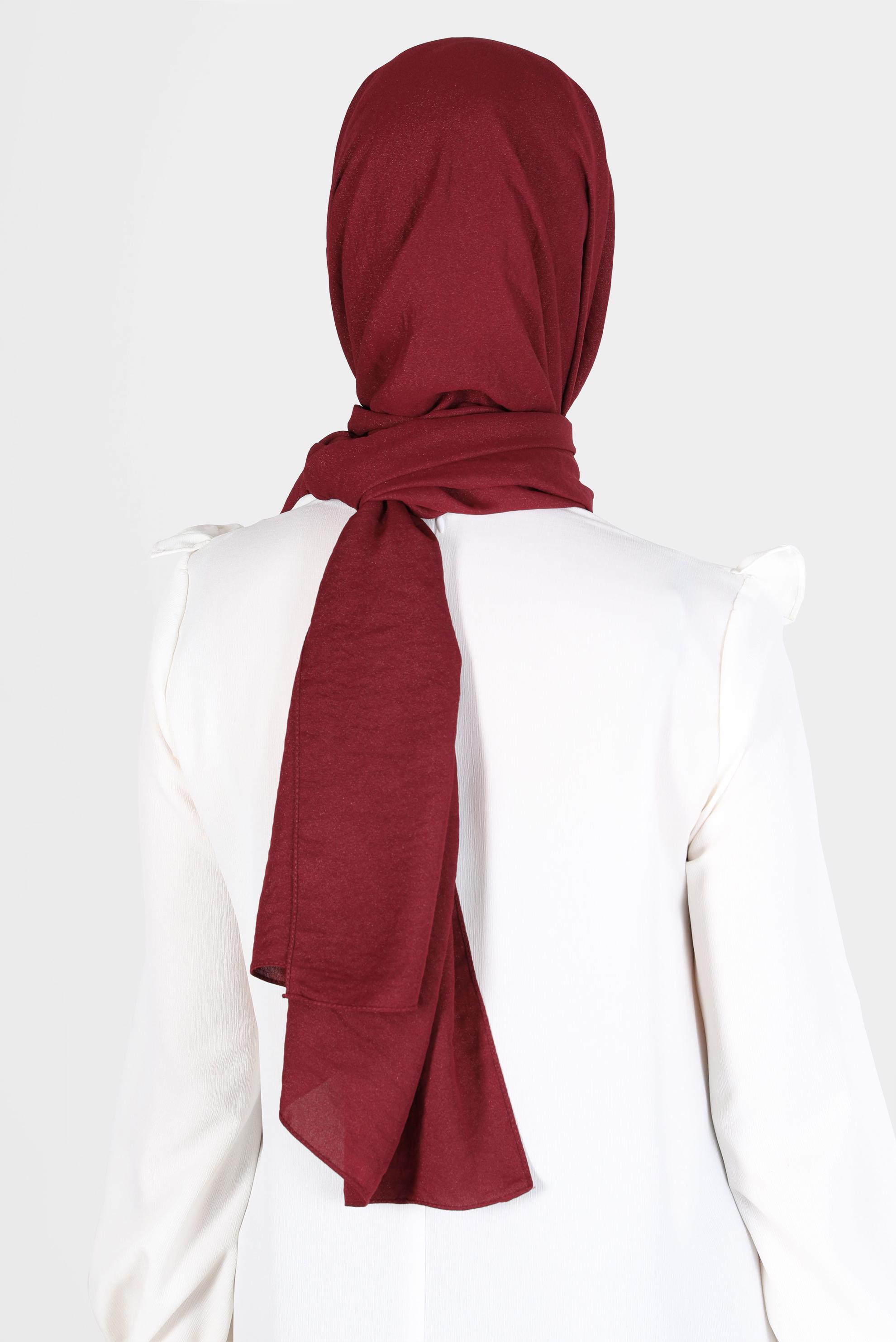 Tesettür giyim BORDO ALVİNA PARLAK CAZ ŞAL 8116