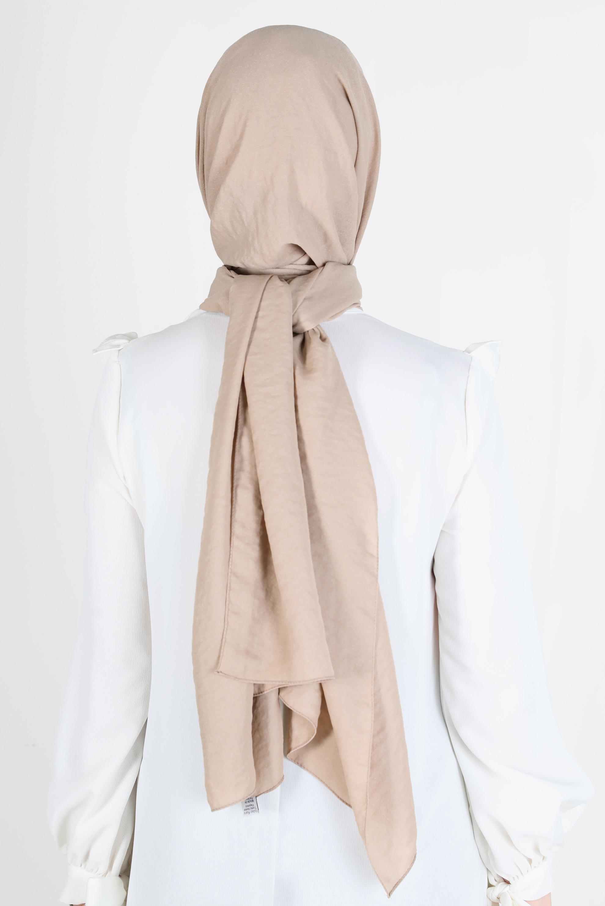 Tesettür giyim BEJ ALVİNA PARLAK CAZ ŞAL 8116