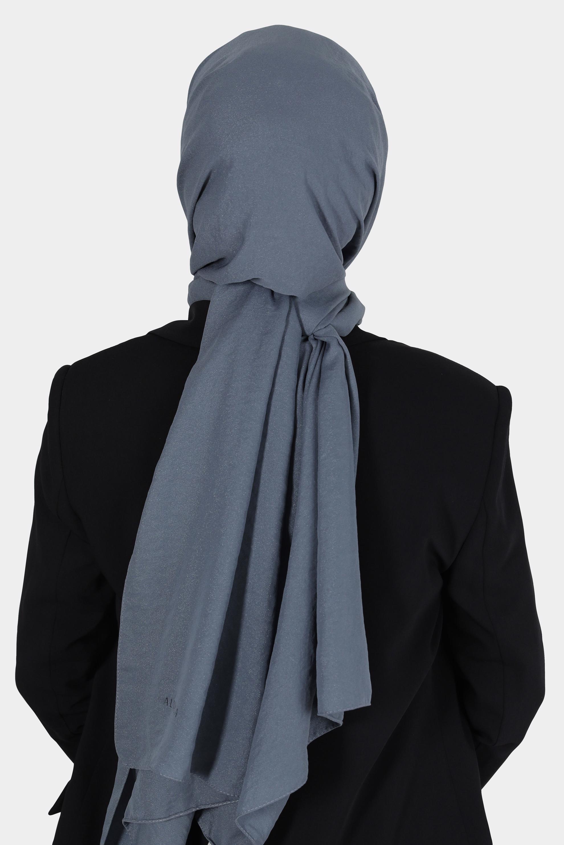 Tesettür giyim GRİ ALVİNA PARLAK CAZ ŞAL 8116