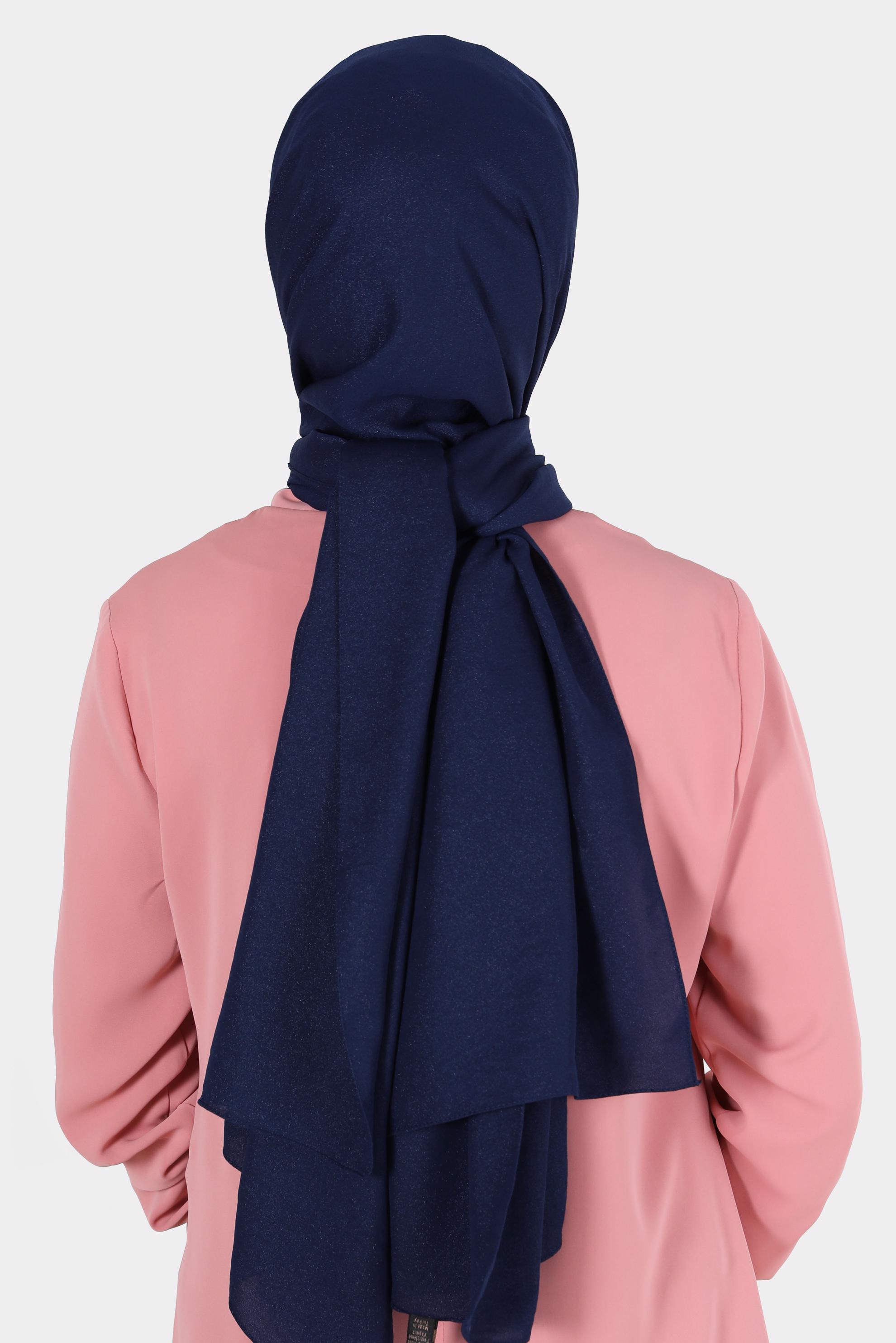 Vêtements hijab BLEU MARINE CHÂLE BRILLANT ALVİNA 8116