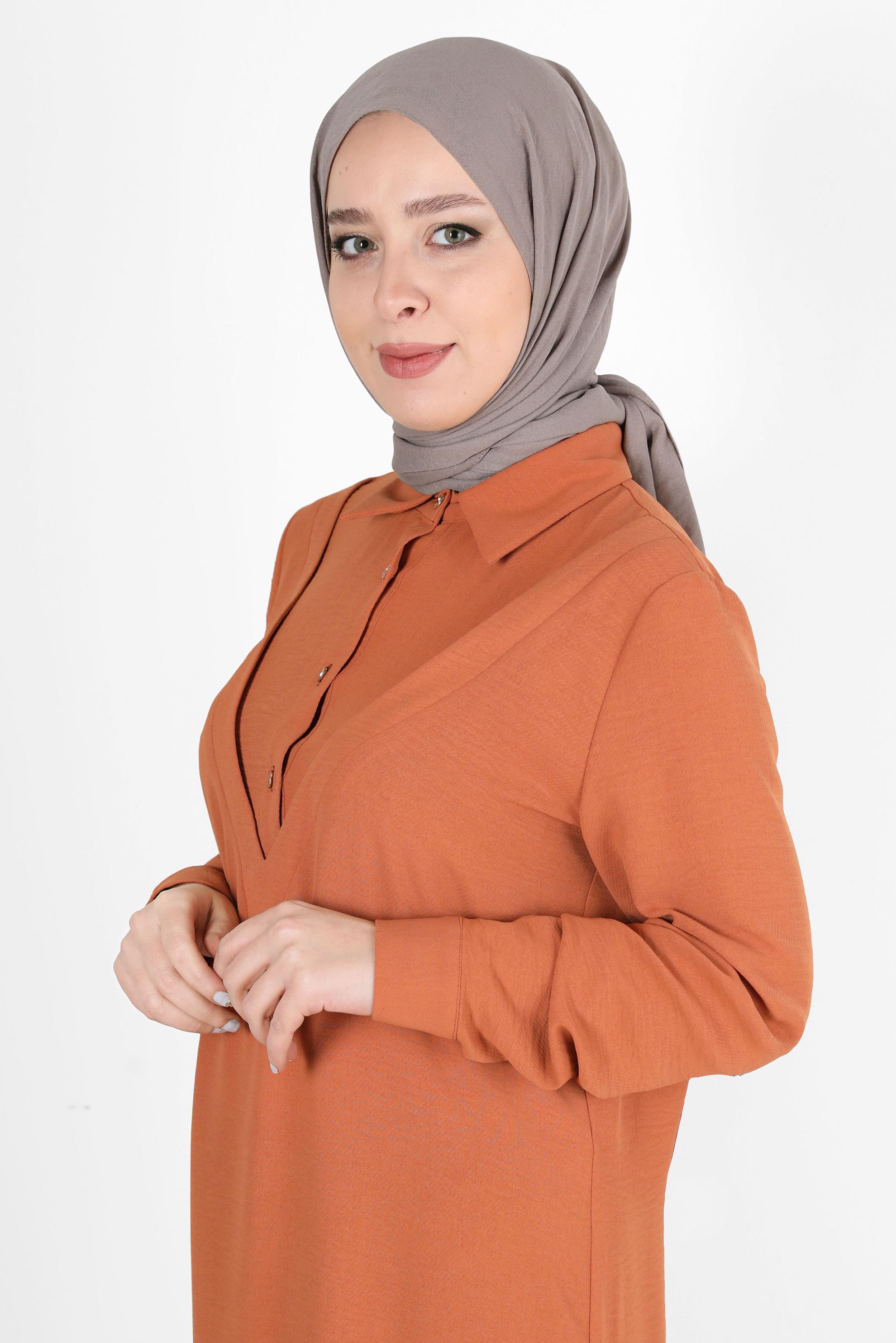 Tesettür giyim VİZON ALVİNA PARLAK CAZ ŞAL 8116