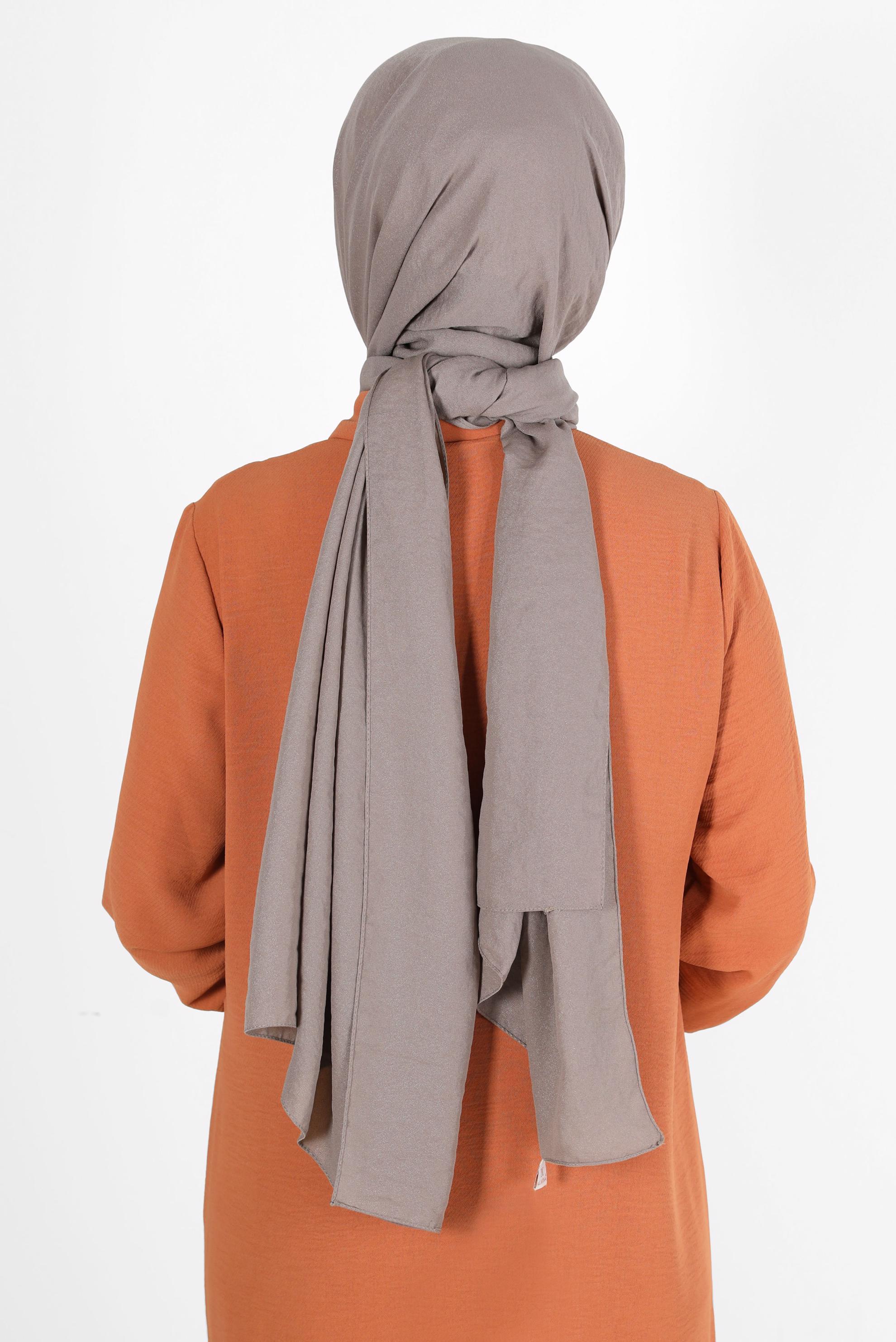 Tesettür giyim VİZON ALVİNA PARLAK CAZ ŞAL 8116