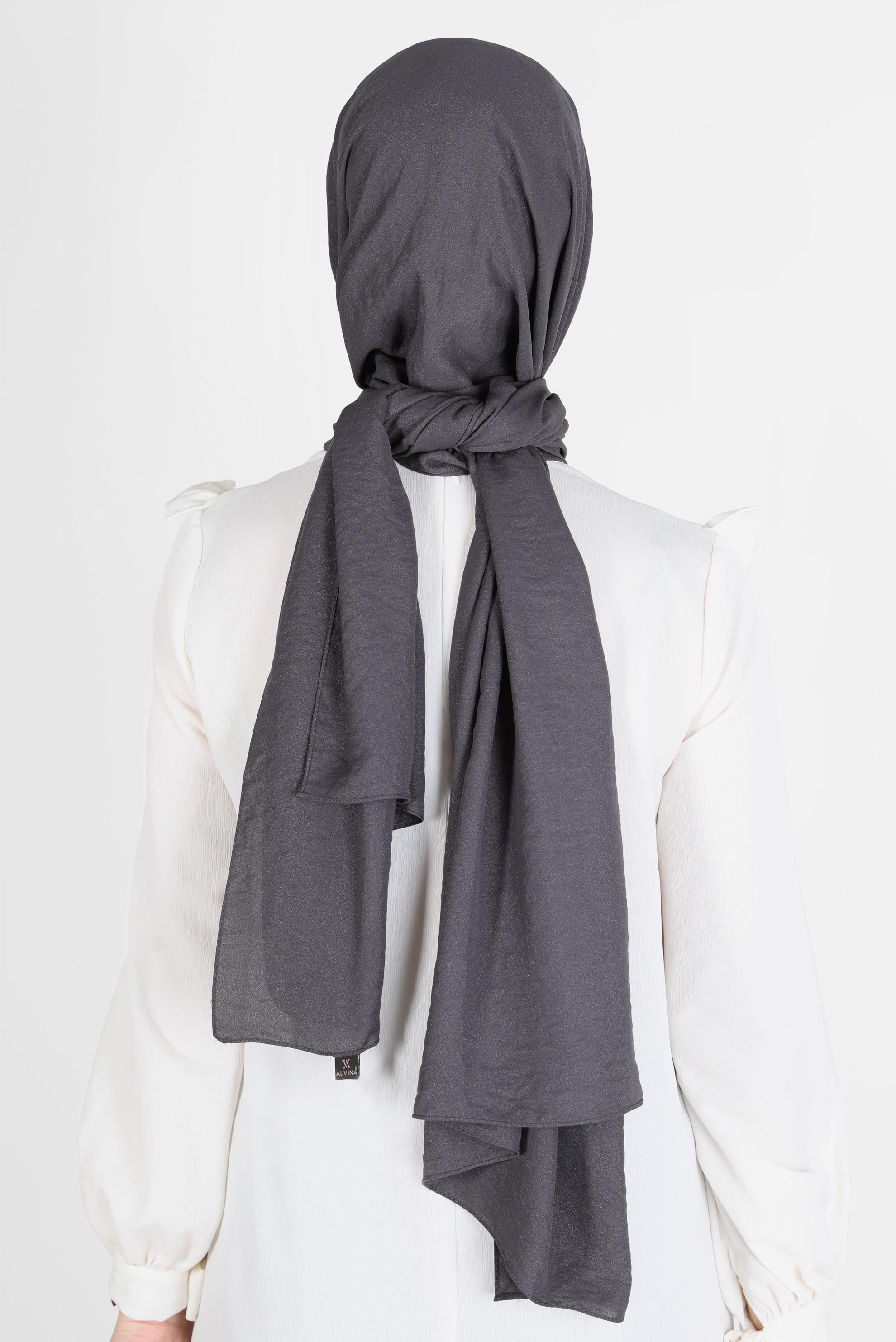 Tesettür giyim GRİ ALVİNA PARLAK CAZ ŞAL 8116