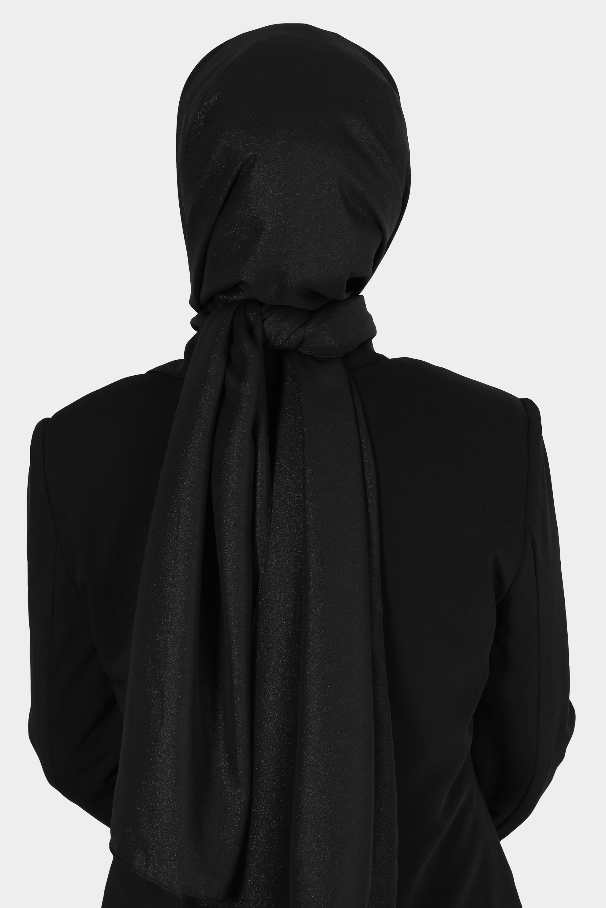 Tesettür giyim SİYAH ALVİNA SİMLİ KREP ŞAL 8117