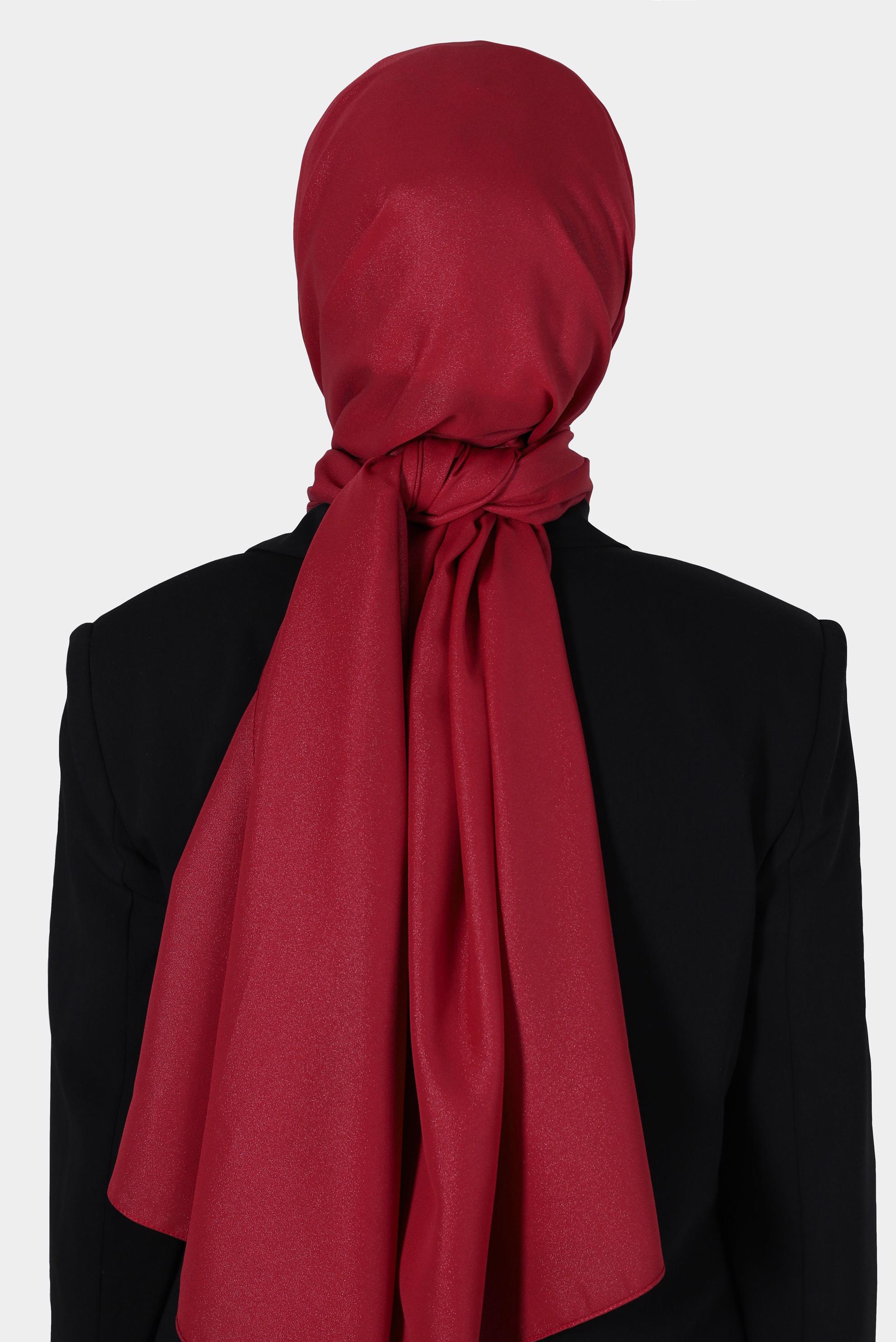 Tesettür giyim KIRMIZI ALVİNA SİMLİ KREP ŞAL 8117