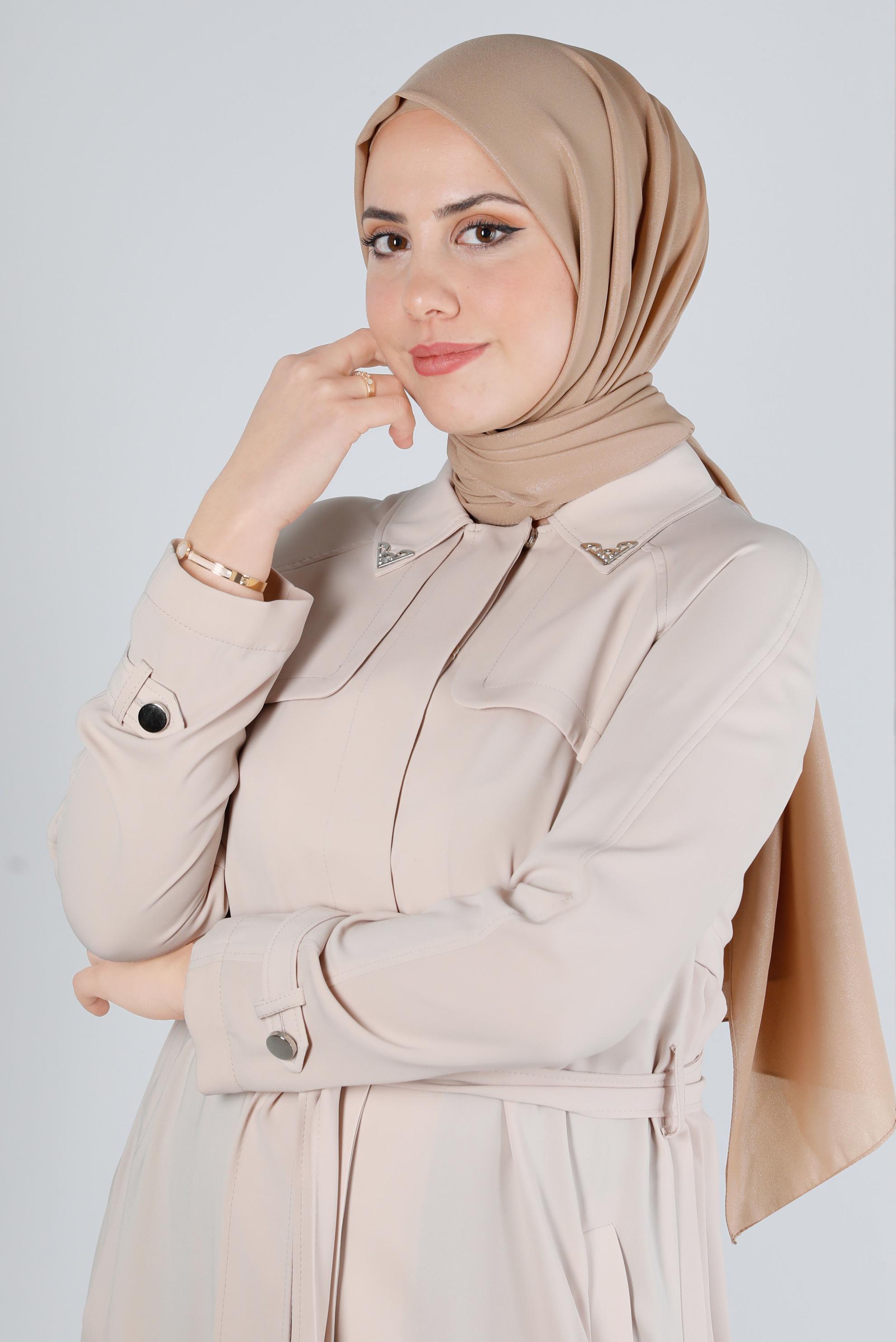 Hijab clothing BROWN ALVİNA SILVERY CREPE SHAWL 8117