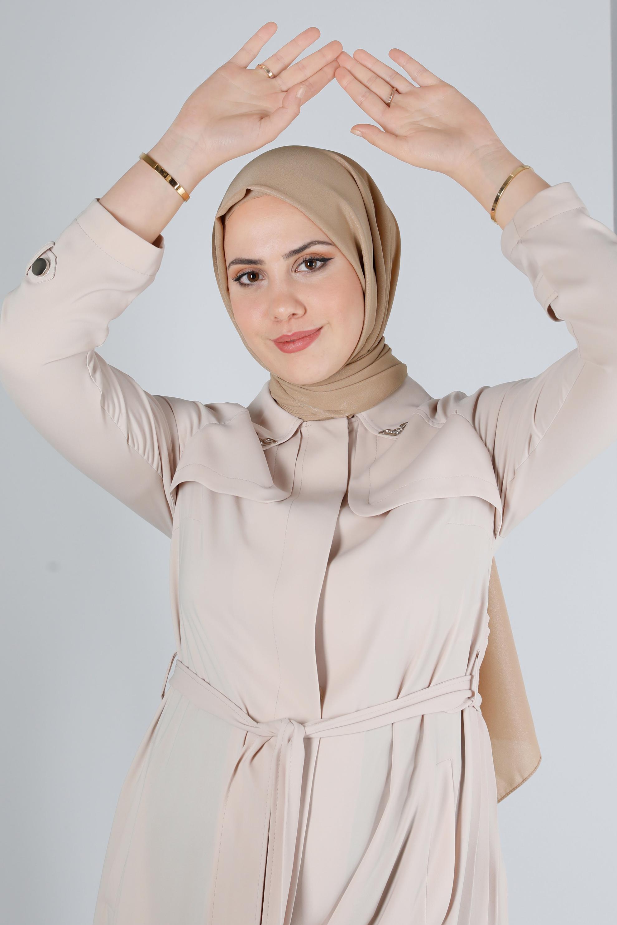 Hijab clothing BROWN ALVİNA SILVERY CREPE SHAWL 8117