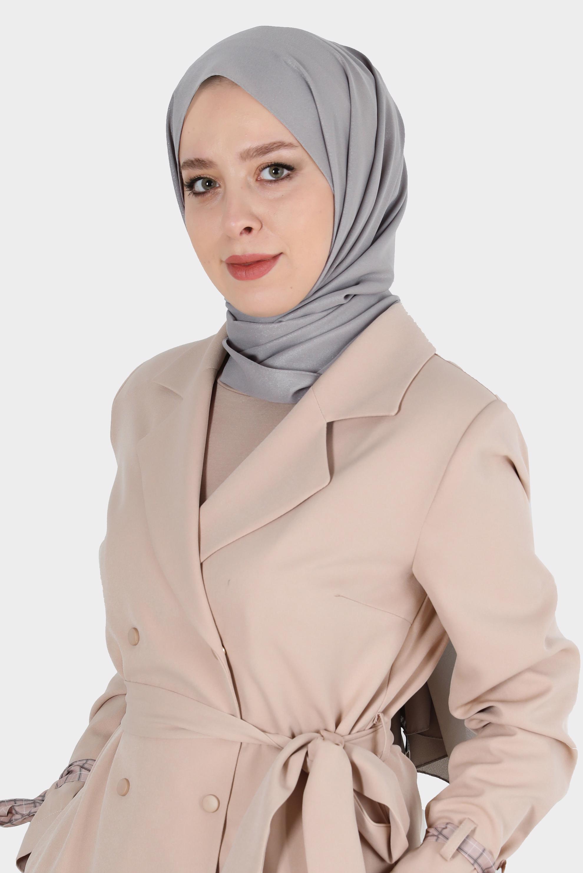 Tesettür giyim GÜMÜŞ ALVİNA SİMLİ KREP ŞAL 8117